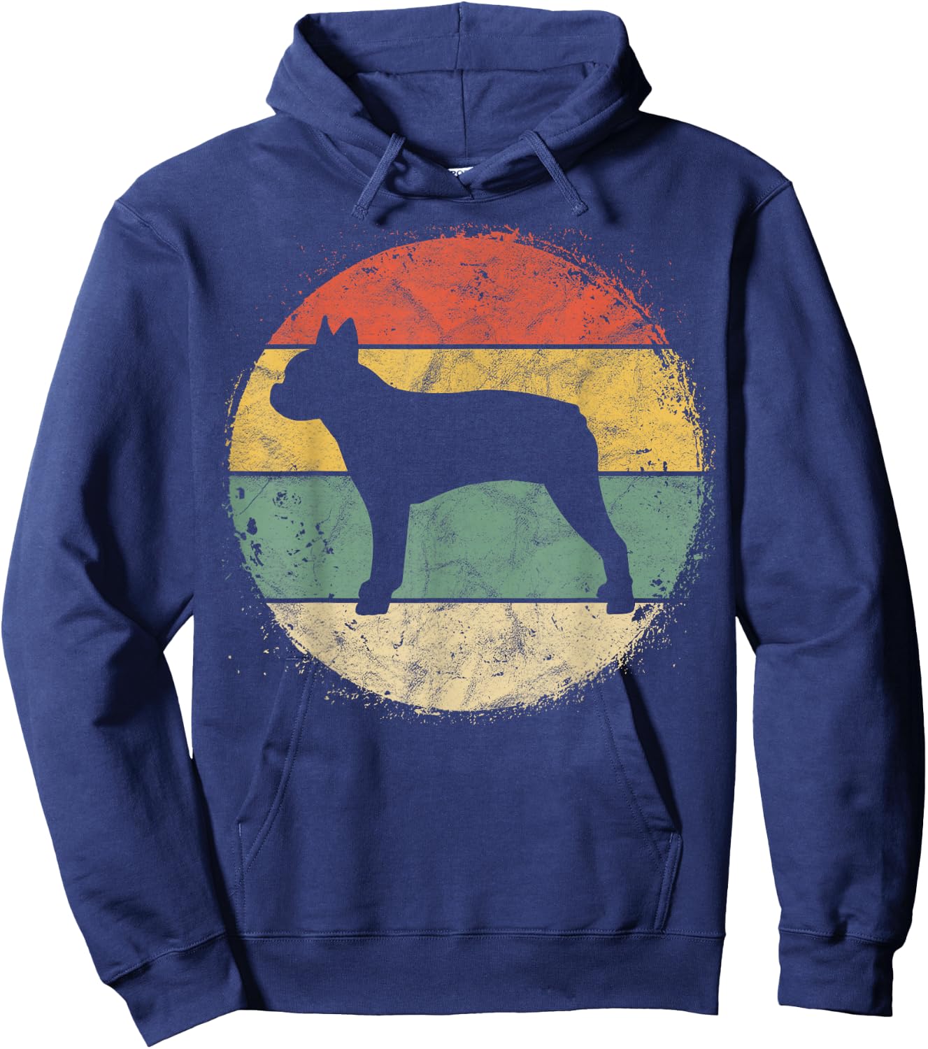 Circular Retro Boston Terrier Owner Gift Bostie Dad Mom Hoodie - Hoodie | Navy