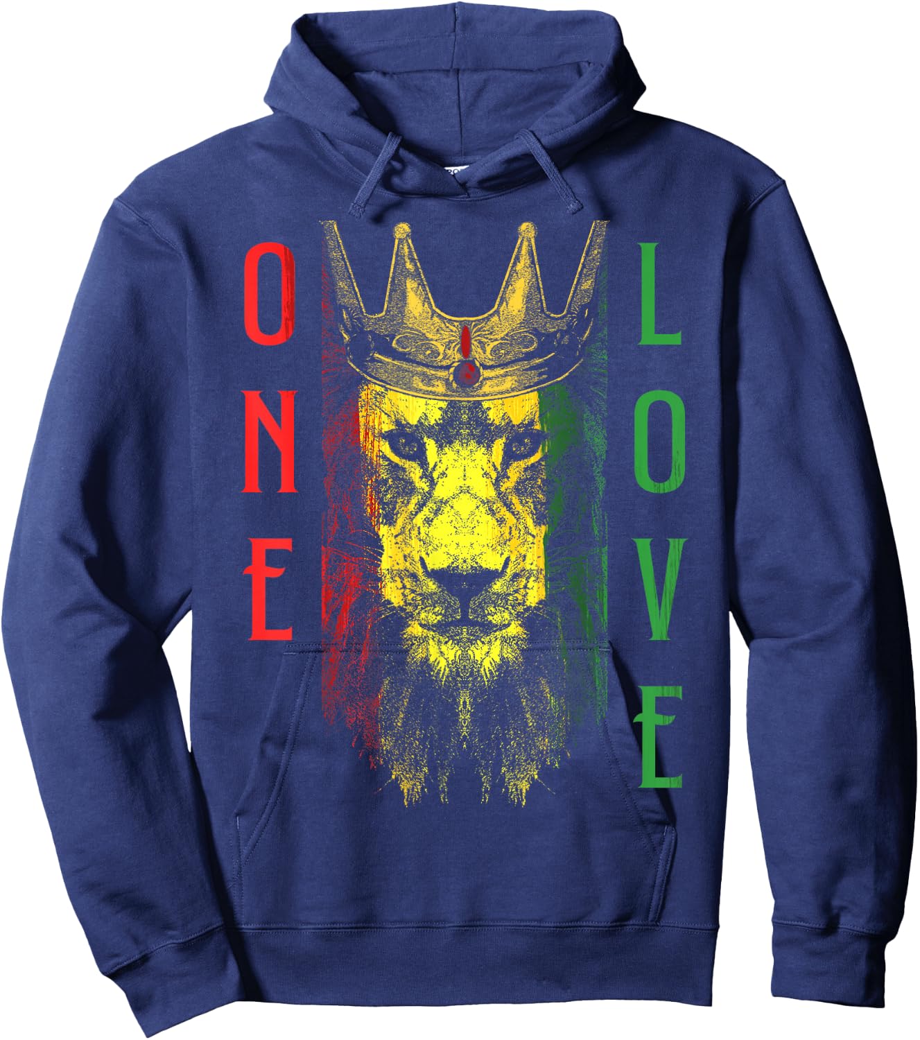 One Love Rasta Lion Jamaican Pride Reggae African Hoodie - Hoodie | Navy