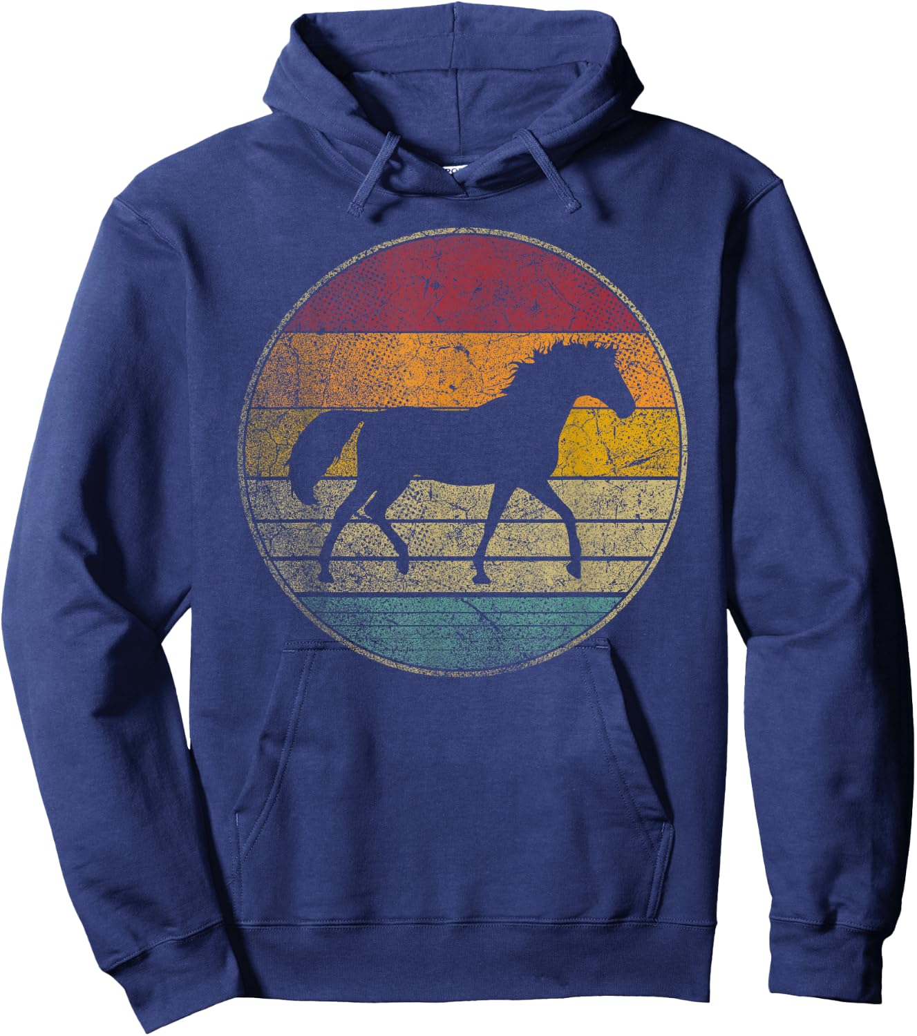 Horse Lover Riding Girl Horseback Vintage Retro 70s 80s Gift Hoodie - Hoodie | Navy