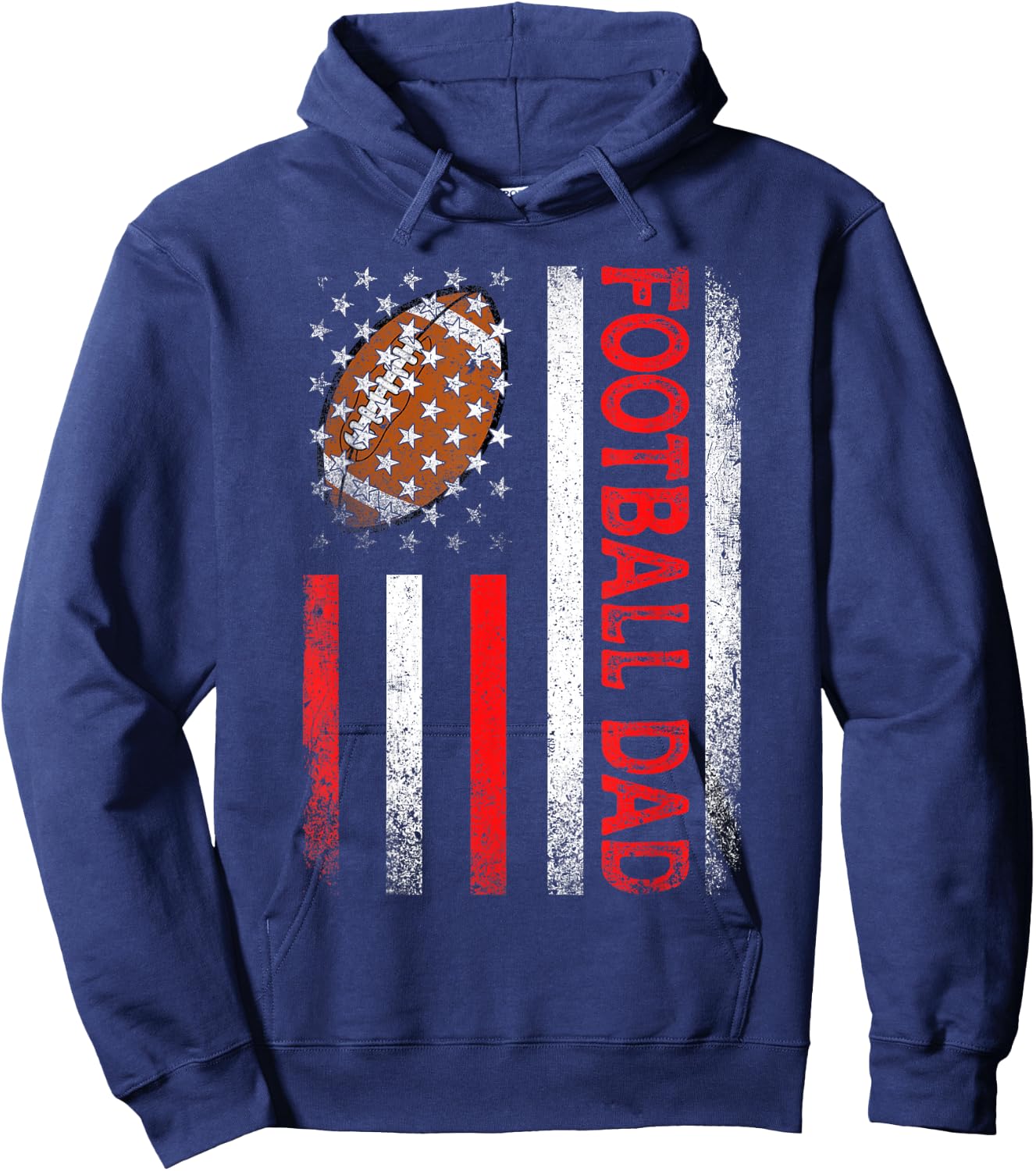 Classic Retro American Flag Football Dad Men Father's Day Hoodie - Hoodie | Navy