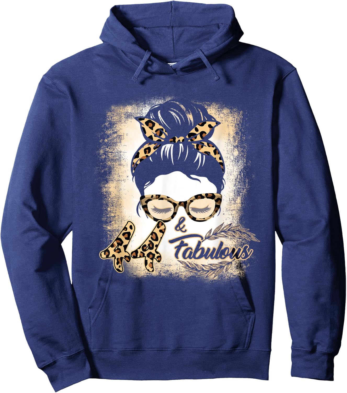 44th Birthday Gift Women Girls 44 Year Old Fabulous Leopard Hoodie - Hoodie | Navy