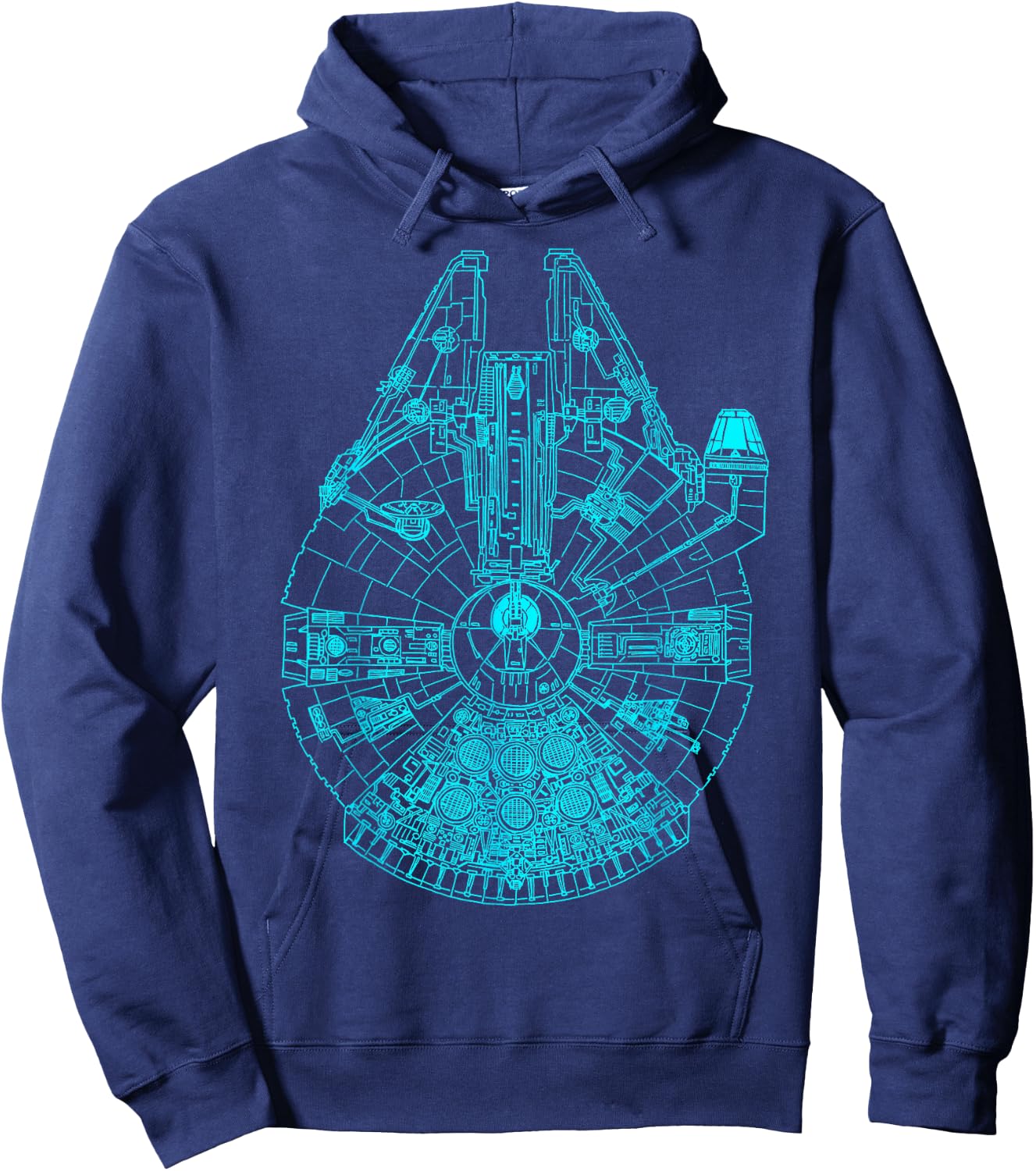 Star Wars Millennium Falcon Teal Details Graphic Hoodie - Hoodie | Navy