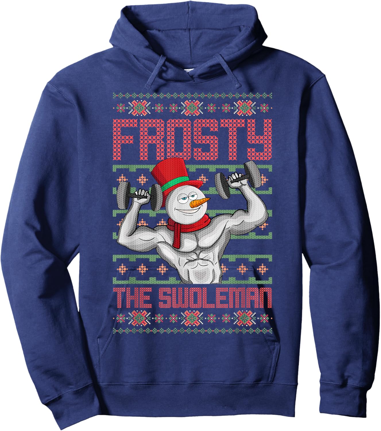 Frosty The Swoleman Snowman Workout Funny Christmas Gym Hoodie - Hoodie | Navy