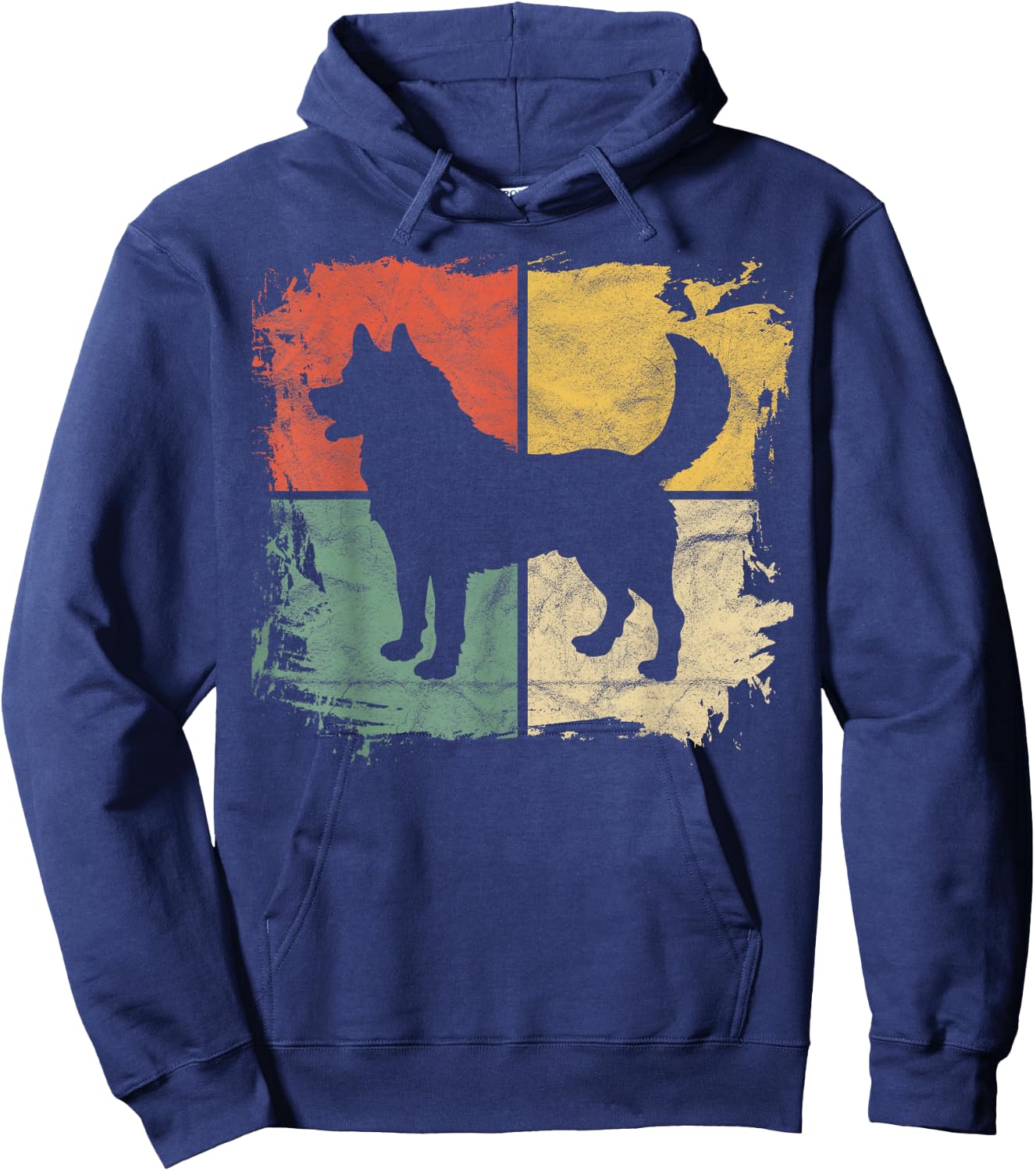 Square Retro Husky Owner Gift Dog Siberian Huskies Dad Mom Hoodie - Hoodie | Navy