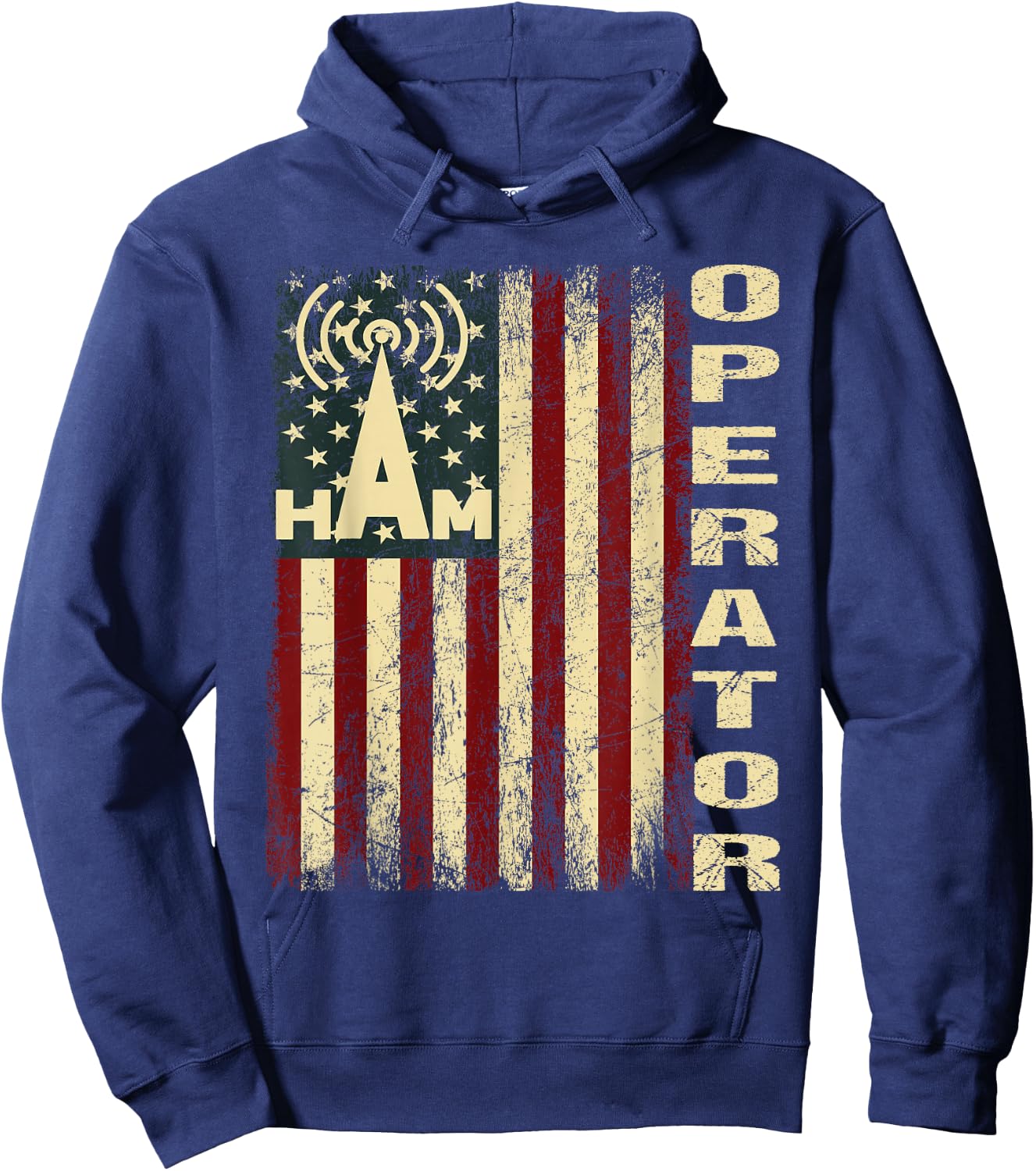 Patriotic USA Flag Ham Radio Amateur Radio Operator Hoodie - Hoodie | Navy