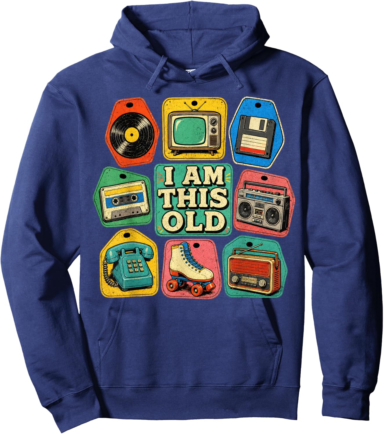 I Am This Old Retro Technology Icons Vintage Media Memories Hoodie - Hoodie | Navy