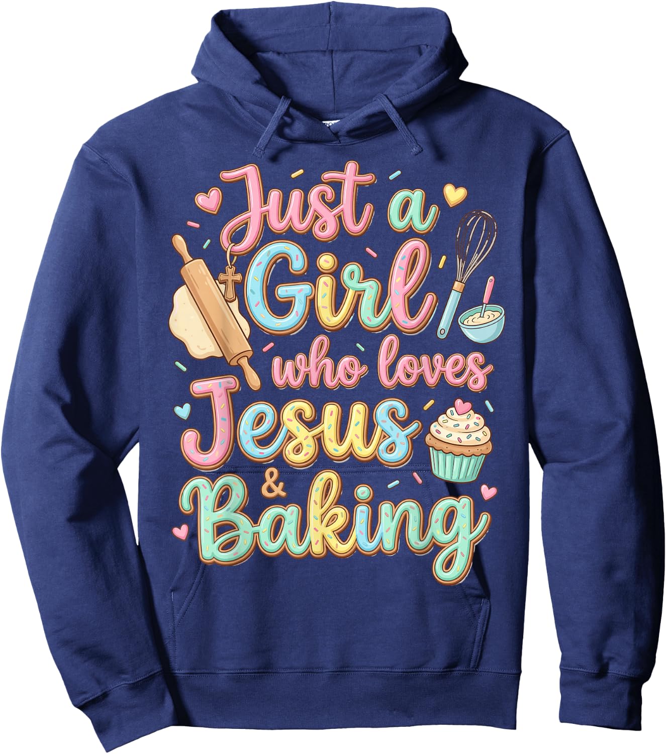 Just a Girl who Loves Jesus and Baking Christian Baker Kids Hoodie - Hoodie | Navy