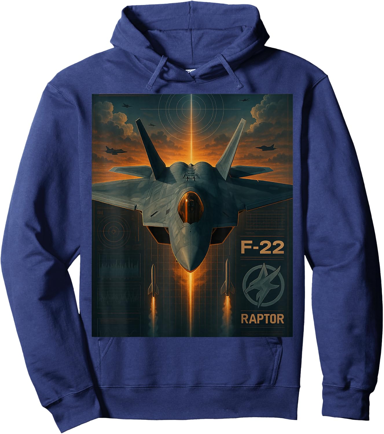 F-22 Raptor Stealth Fighter Jet Graphic Hoodie - Hoodie | Navy