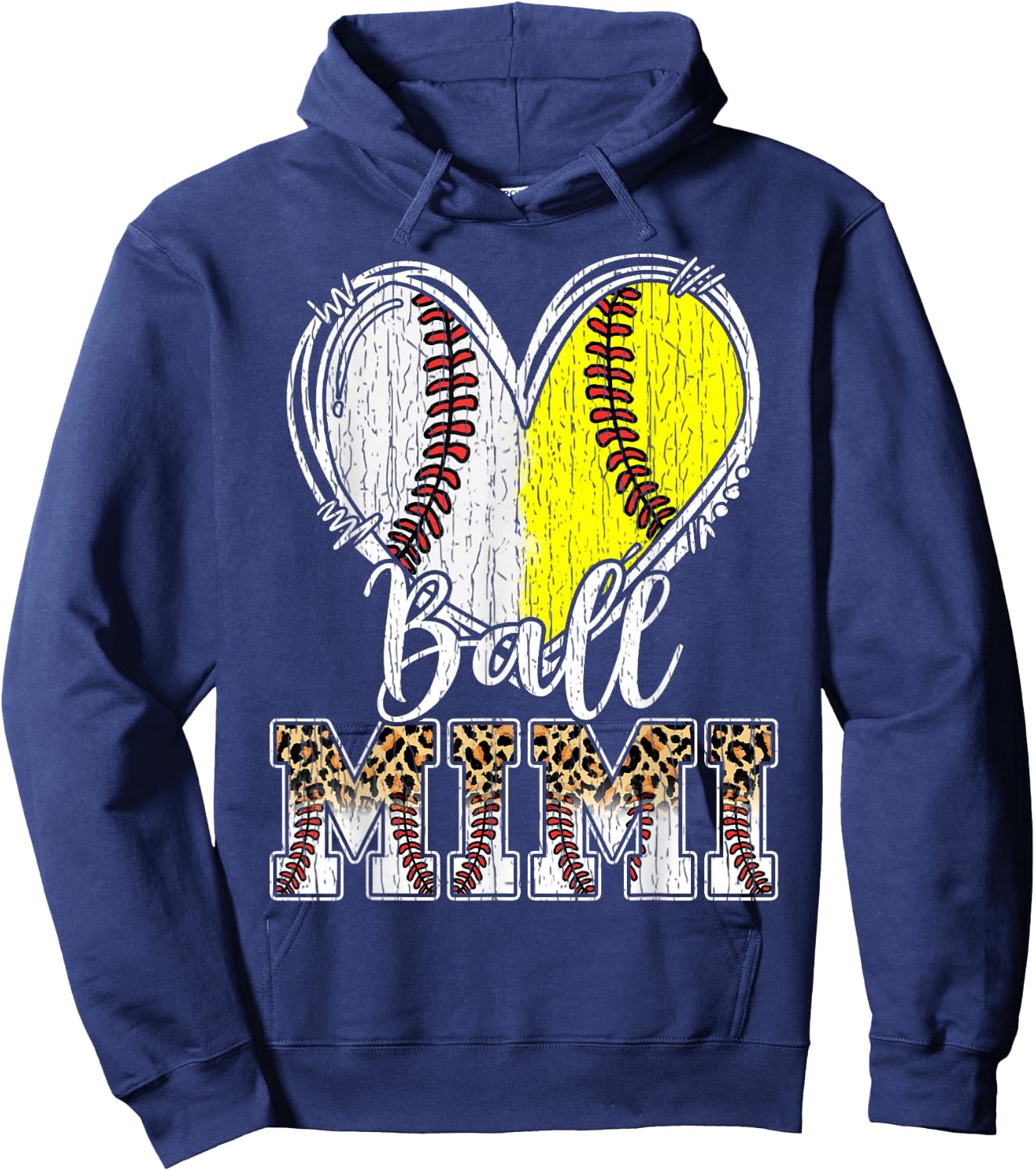 Ball Mimi Heart Baseball Softball Mimi Hoodie - Hoodie | Navy