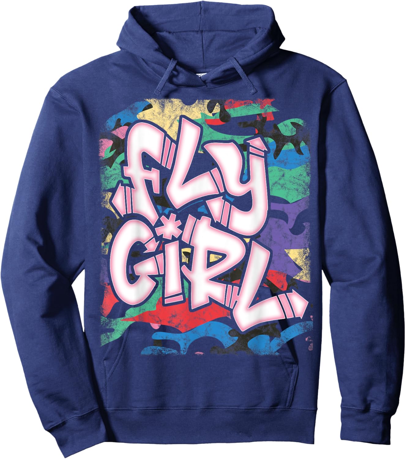 Fly Girl 80s 90s Old School Camo B-Girl Hip Hop Hoodie - Hoodie | Navy