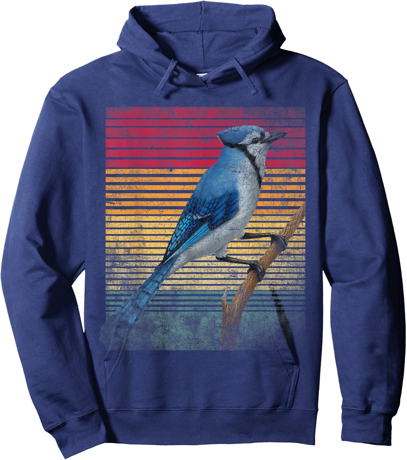 Vintage Retro Blue Jay Bird Hoodie - Hoodie | Navy