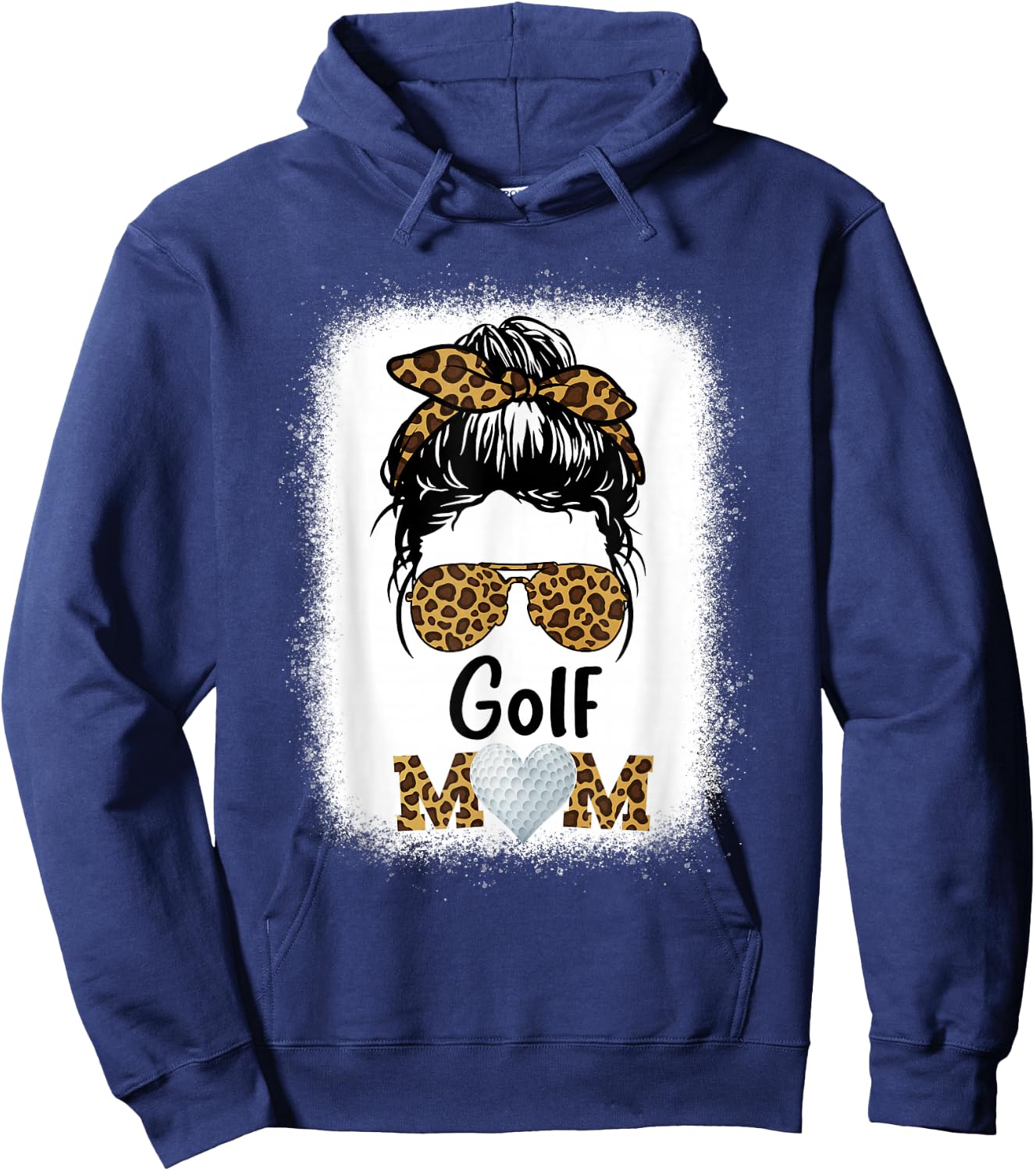 Golf Mom Bleached Leopard Cheetah Print Women Mama Funny Hoodie - Hoodie | Navy