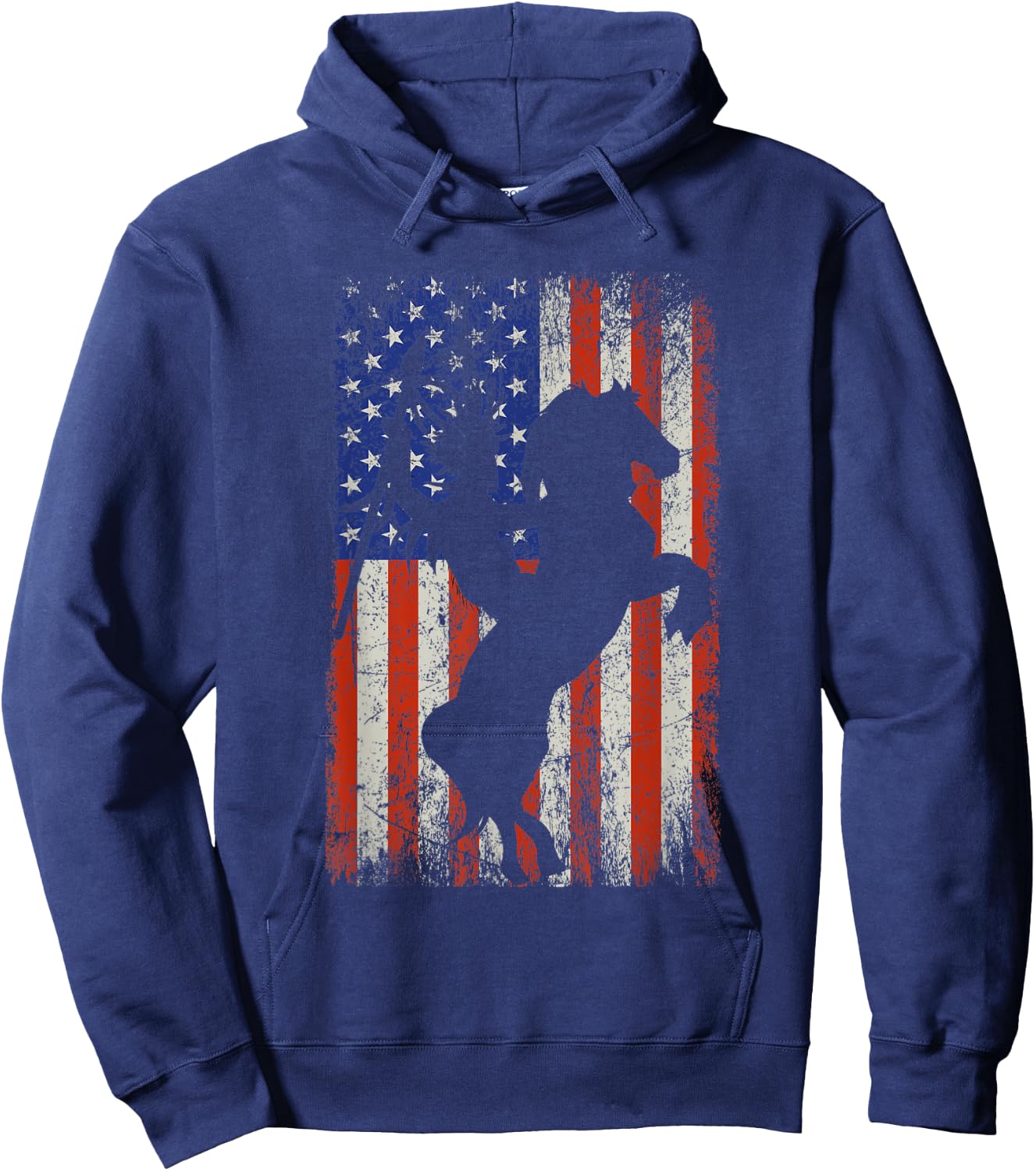 US Flag Indigenous Indian Horse Rider Native American Hoodie - Hoodie | Navy