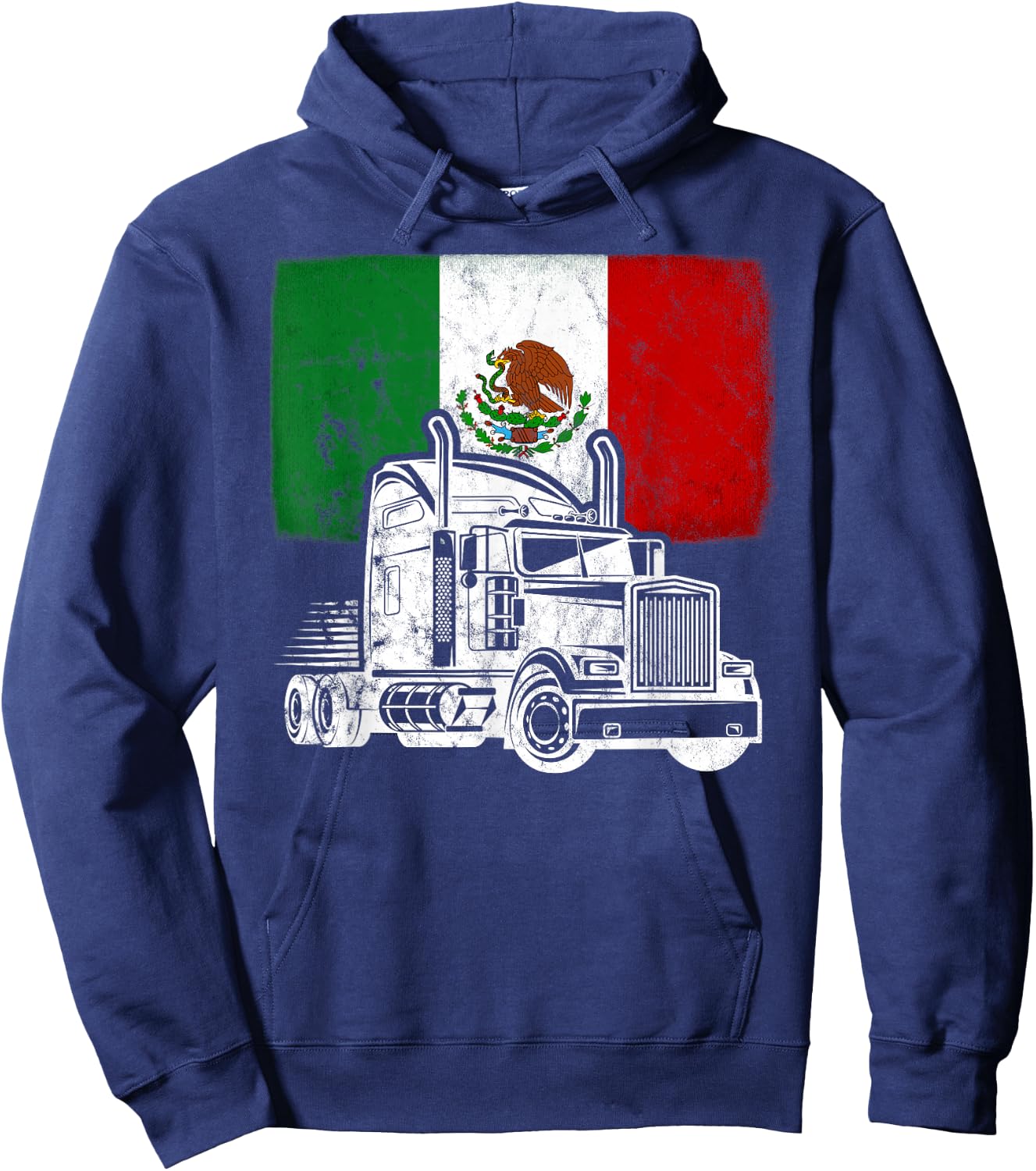 Mexican Flag Theme Truck Design for a Mexican Trucker Hoodie - Hoodie | Navy