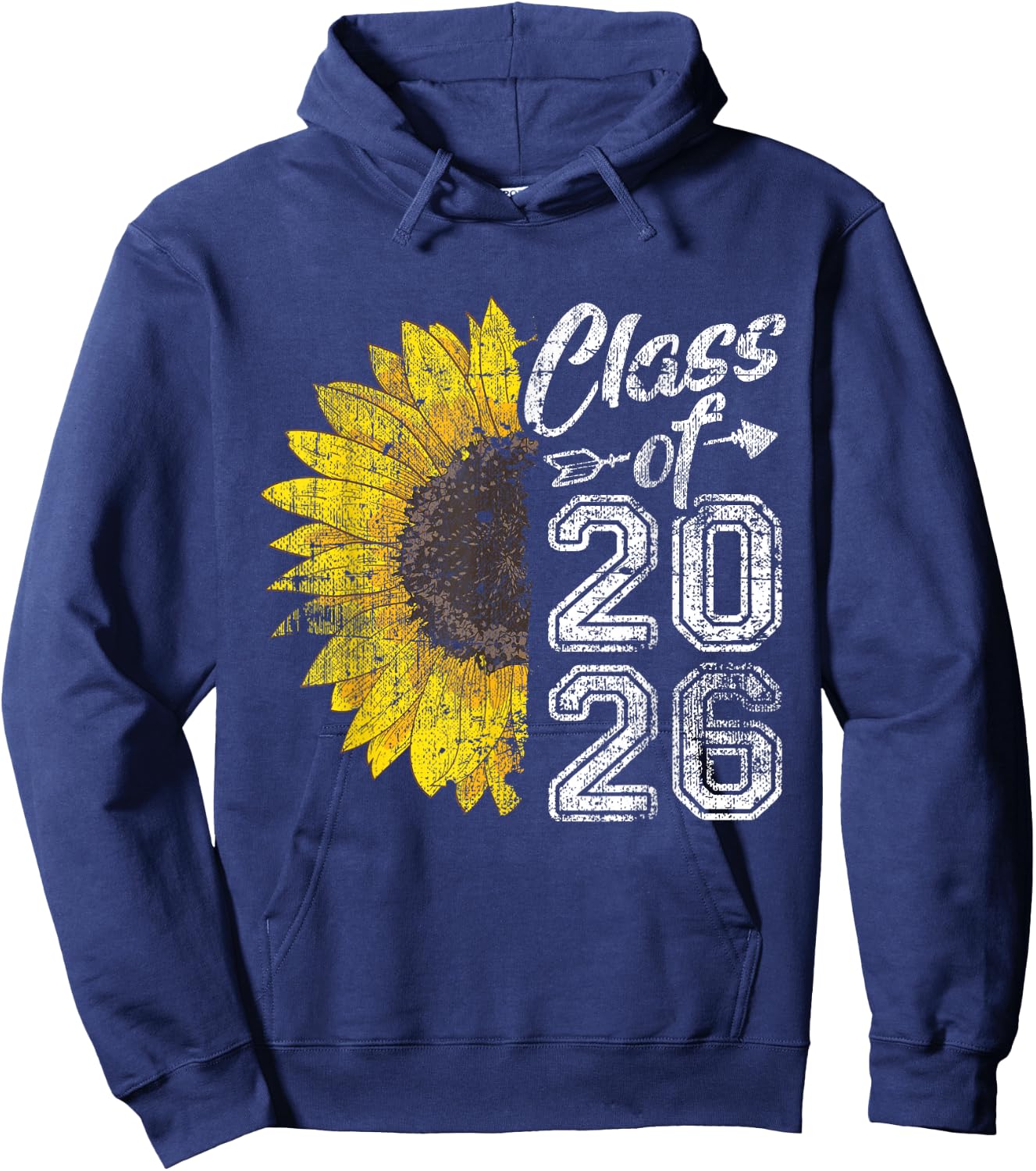 Class of 2026 Graduate Sunflower Senior 26 Last Day School Hoodie - Hoodie | Navy
