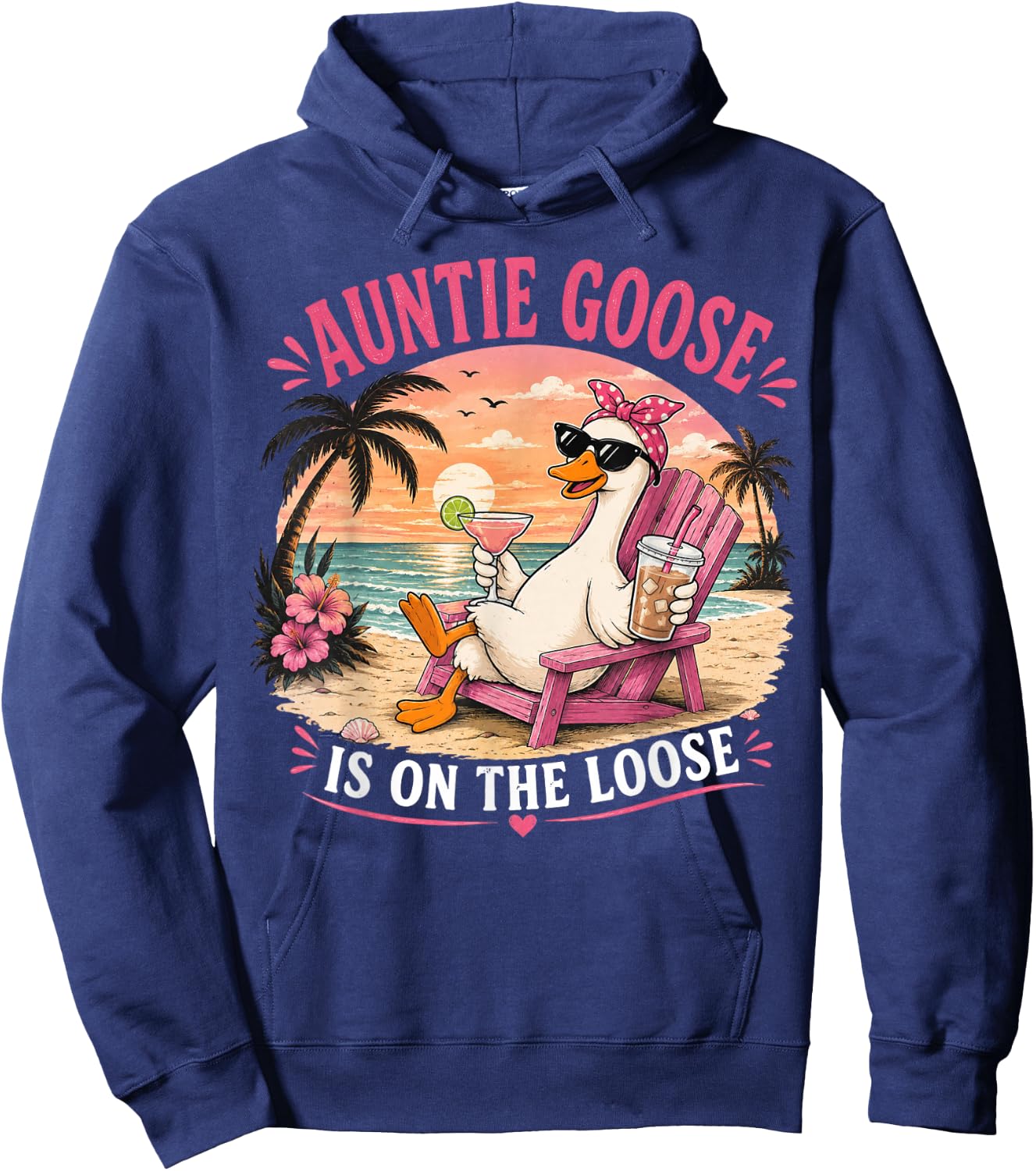 Auntie Goose is On The Loose Funny Hoodie - Hoodie | Navy