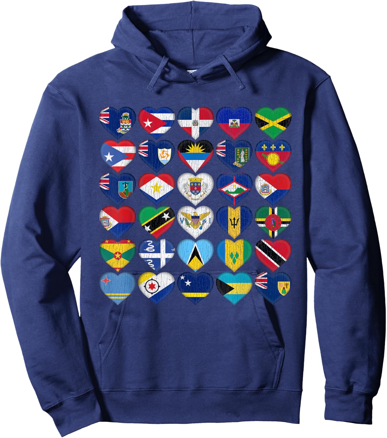 Caribbean Islands Tropical Weathered Flags Travel Souvenir Hoodie - Hoodie | Navy