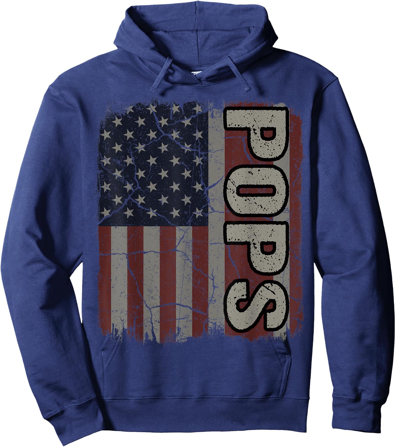 Pops American Flag Vintage Father's Day 4th of July Gift Hoodie - Hoodie | Navy