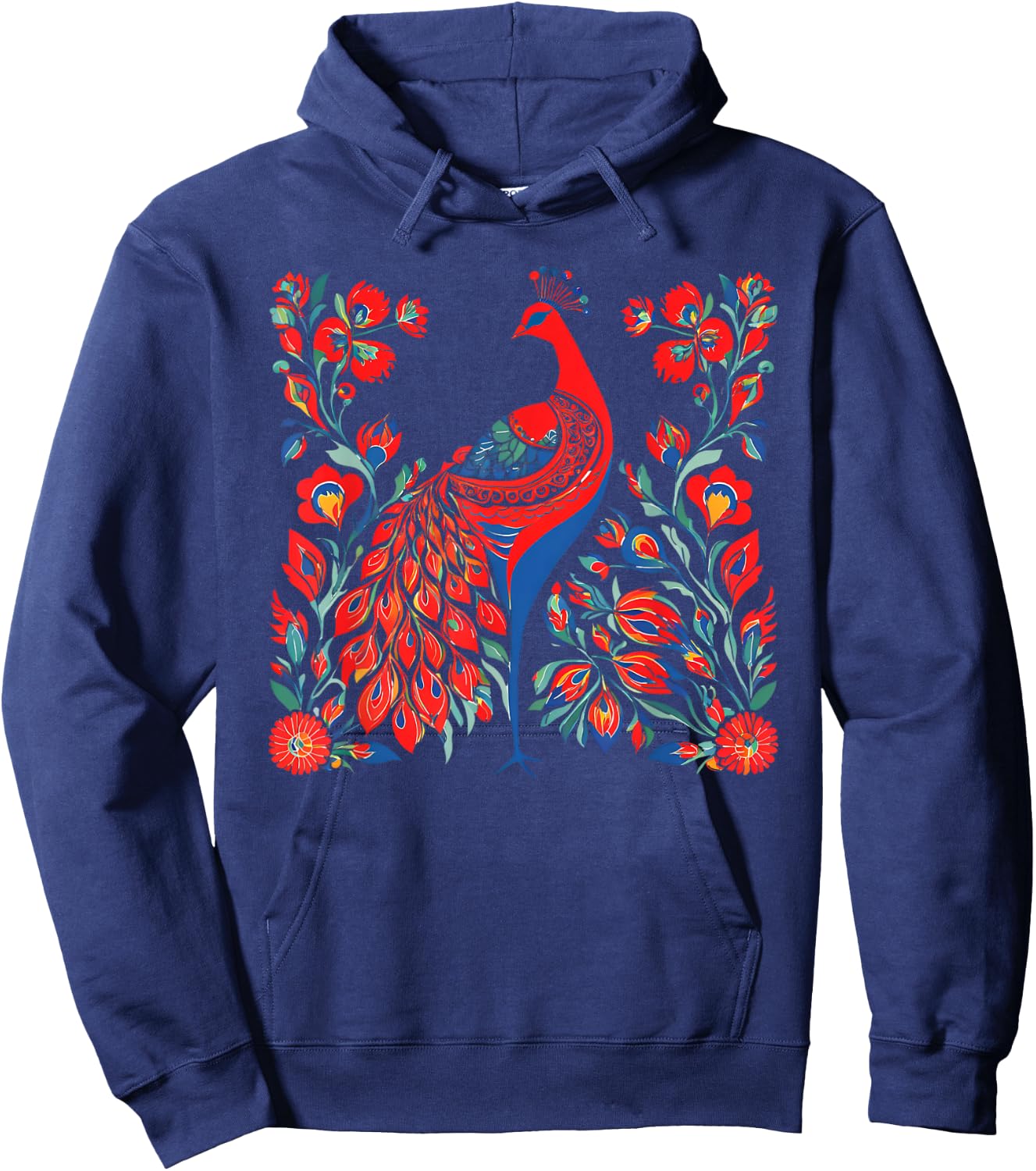 Firebird - Cute Floral Vintage Ukrainian Vyshyvanka Style Hoodie - Hoodie | Navy