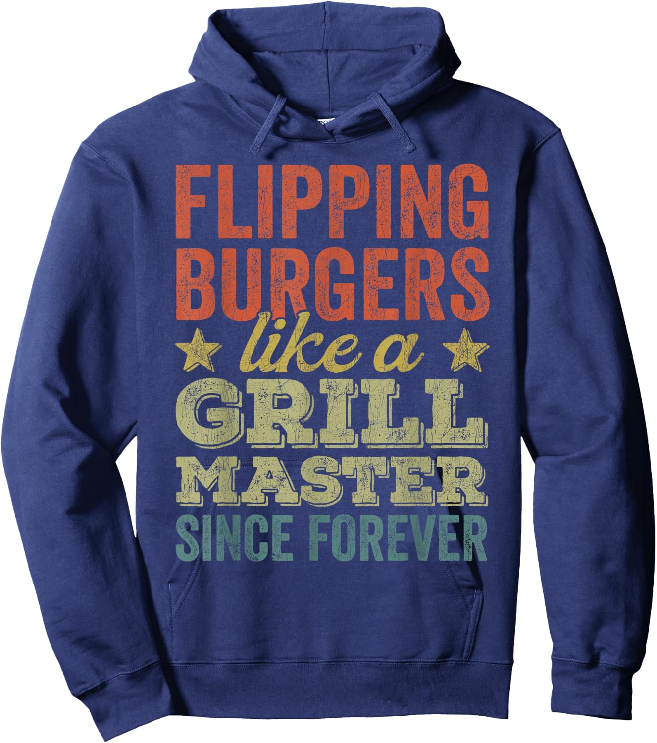 BBQ Grill Dad, Vintage Flipping Burgers Like A Grill Master Hoodie - Hoodie | Navy