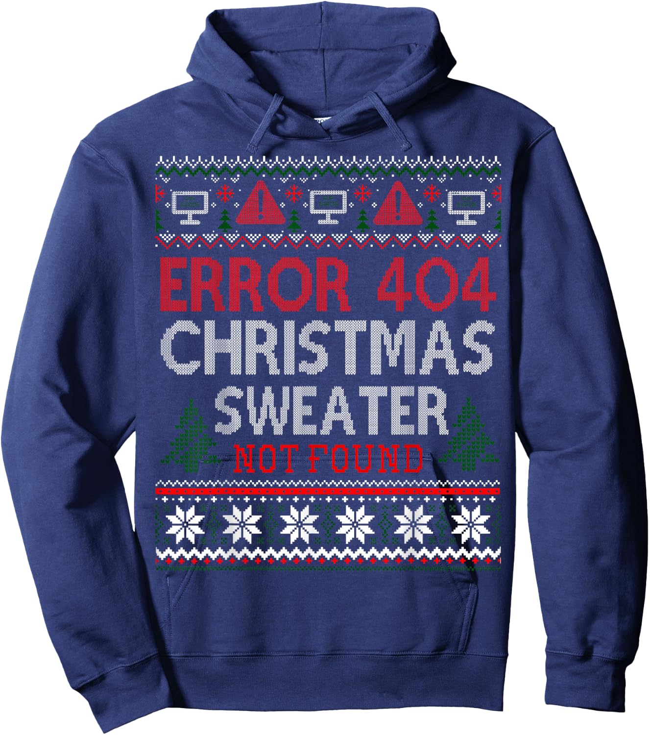 Ugly Sweater Not Found Error 404 Computer Funny Christmas Hoodie - Hoodie | Navy