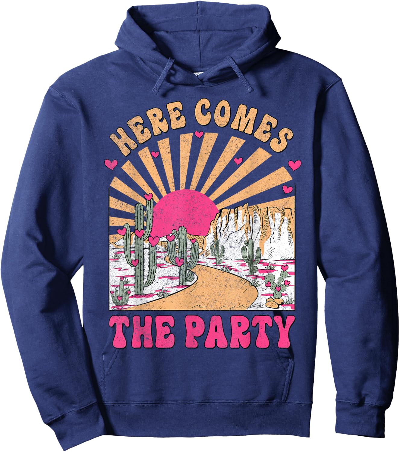 Here Come The Party Retro Desert Bride Squad Bachelorette Hoodie - Hoodie | Navy