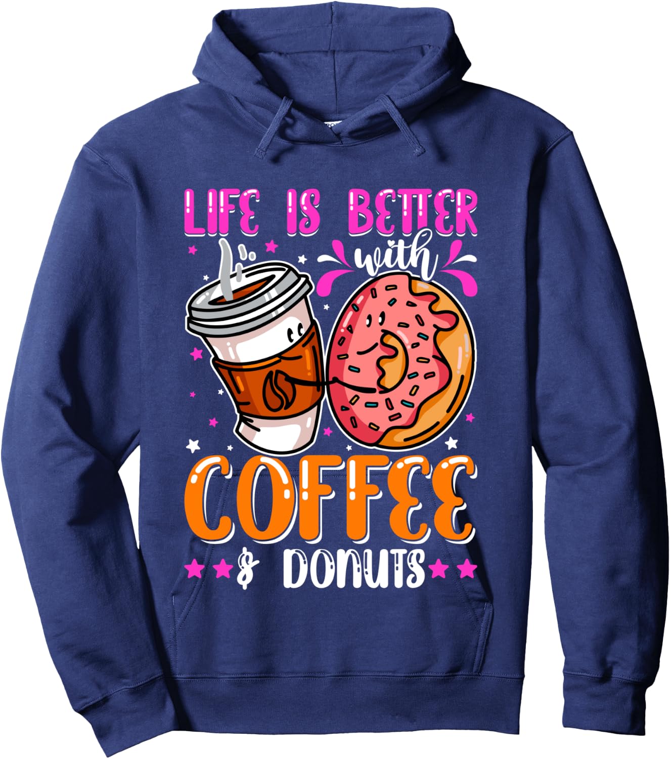 Funny Coffee And Donuts Lover Day Boys Girls Son Daughter Hoodie - Hoodie | Navy