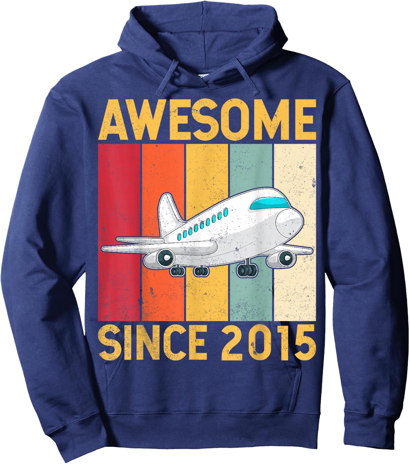 Awesome Since 2015 Airplane Pilot 10 Years Old 10th Birthday Hoodie - Hoodie | Navy