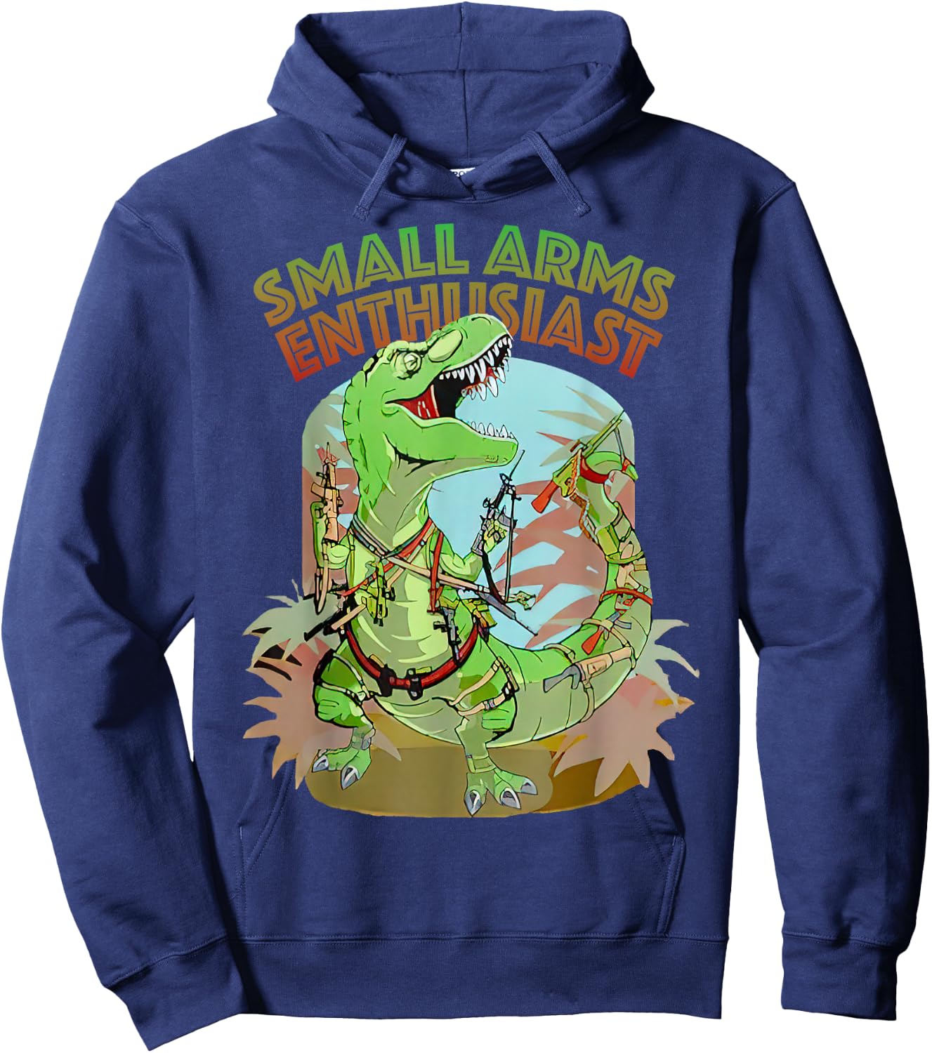 Small Arms Enthusiast Funny T-rex Dinosaur Gun Hoodie - Hoodie | Navy