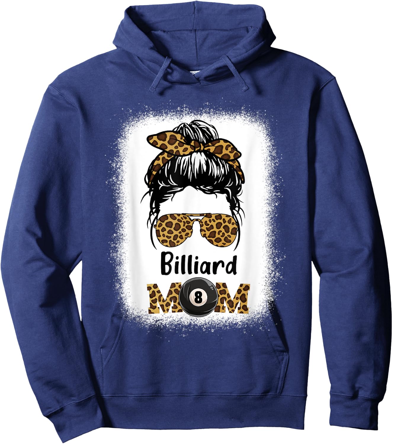 Billard Mom Bleached Leopard Print Pool Balls Player Women Hoodie - Hoodie | Navy
