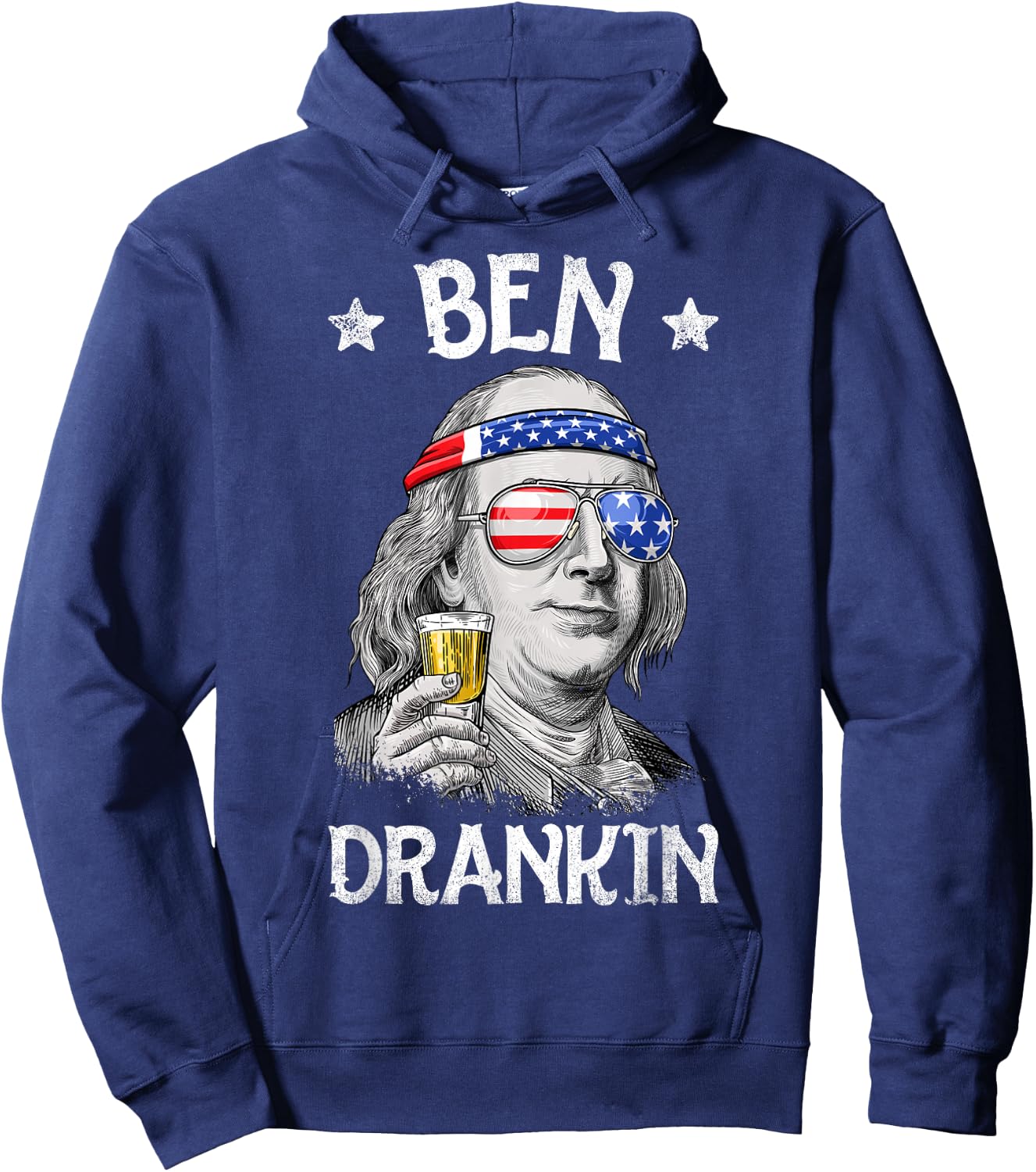 Ben Drankin 4th of July Benjamin Franklin Men Women USA Flag Hoodie - Hoodie | Navy