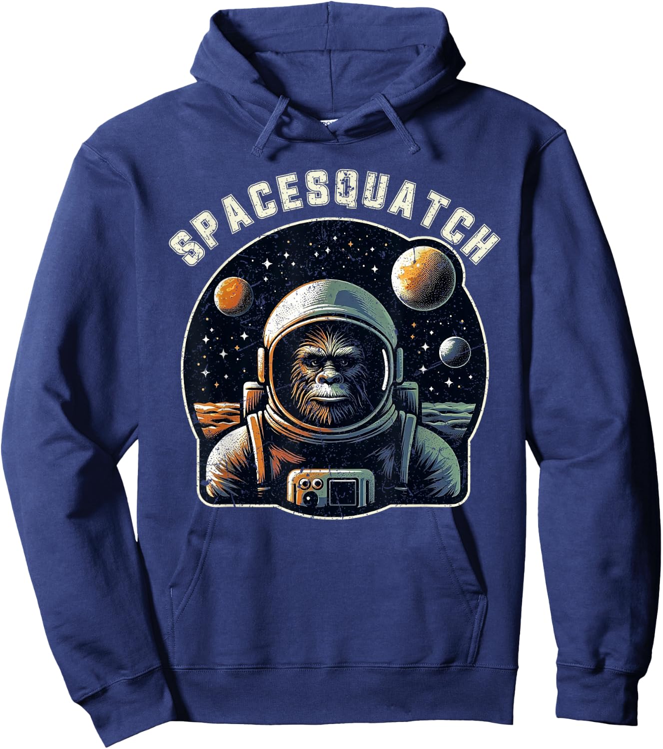 Spacesquatch Retro Bigfoot Astronaut in Space Cosmic Hoodie - Hoodie | Navy