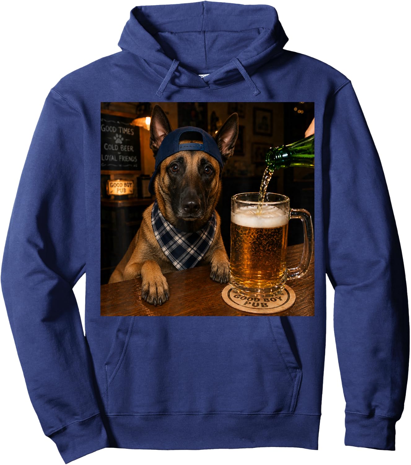 Belgian Malinois Drinking Beer Funny Dog Meme Hoodie - Hoodie | Navy