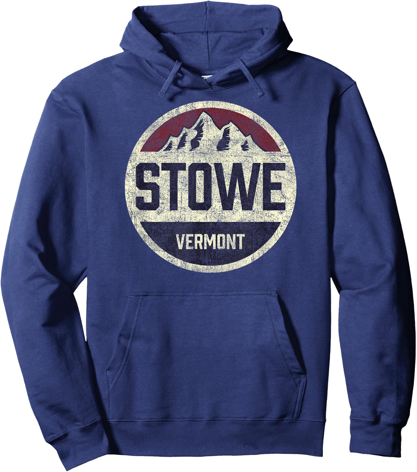 Vintage Retro Stowe Vermont Mountain Circle Ski Hoodie - Hoodie | Navy