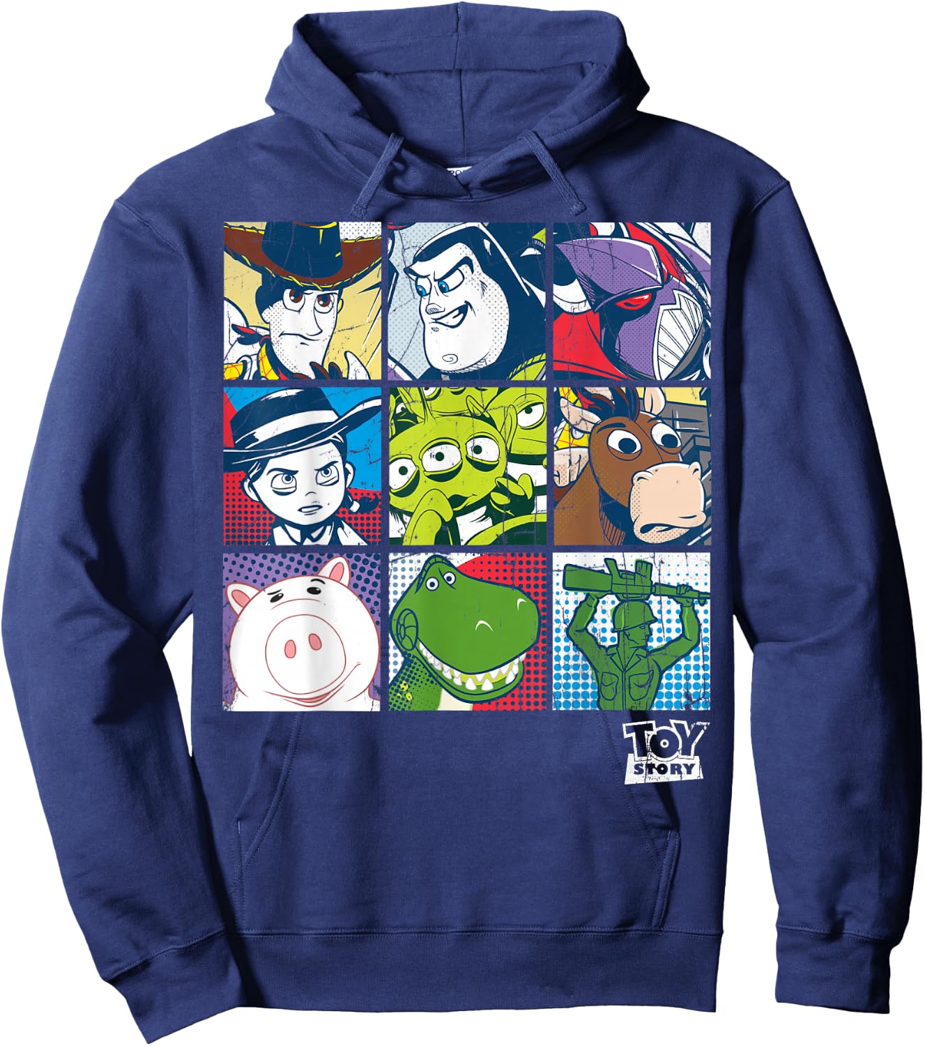 Disney Pixar Toy Story Vintage Faded Retro Character Box Up Hoodie - Hoodie | Navy