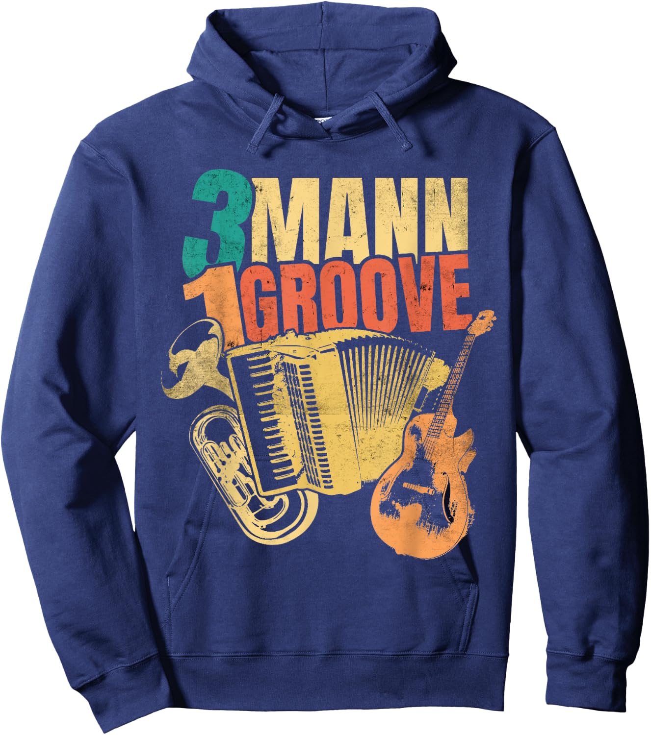 Oberkrainer Bellfront Baritone Accordion Guitar Retro Hoodie - Hoodie | Navy