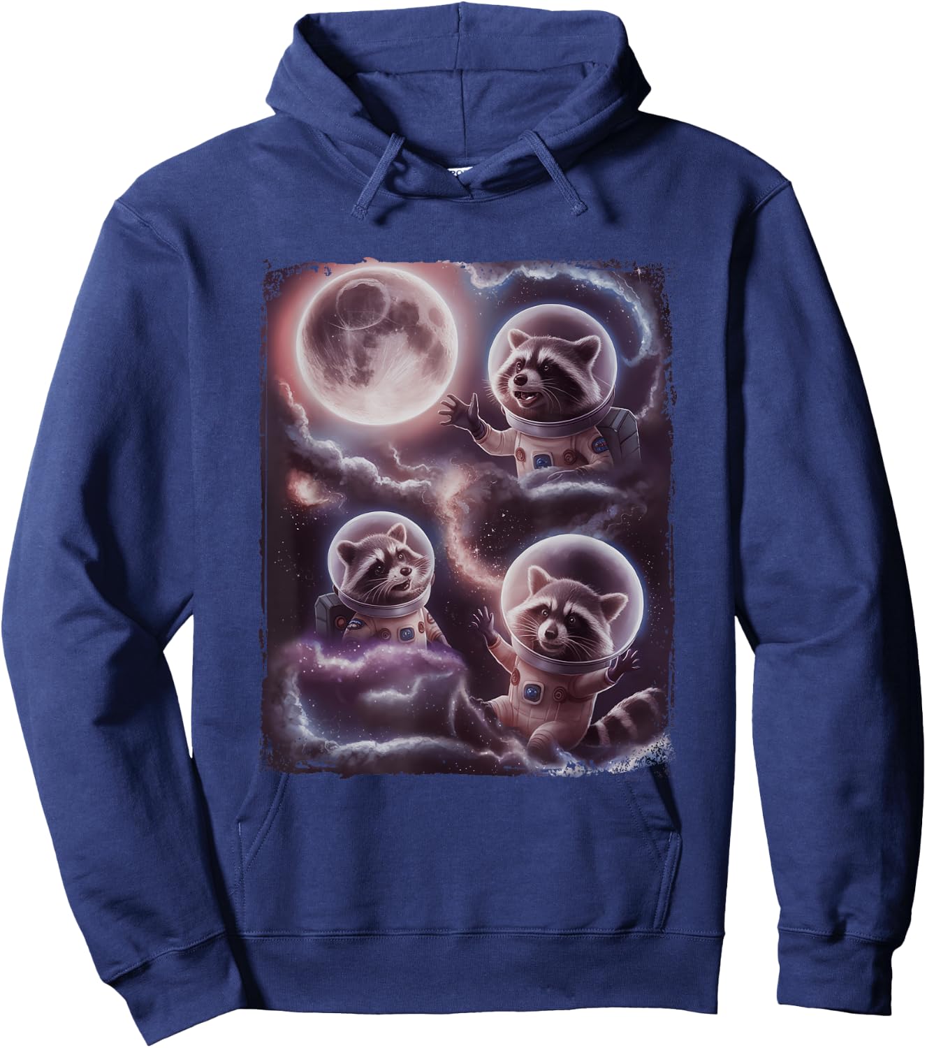 Funny Raccoons Astronaut Space Cosmos Moon Raccoon Hoodie - Hoodie | Navy
