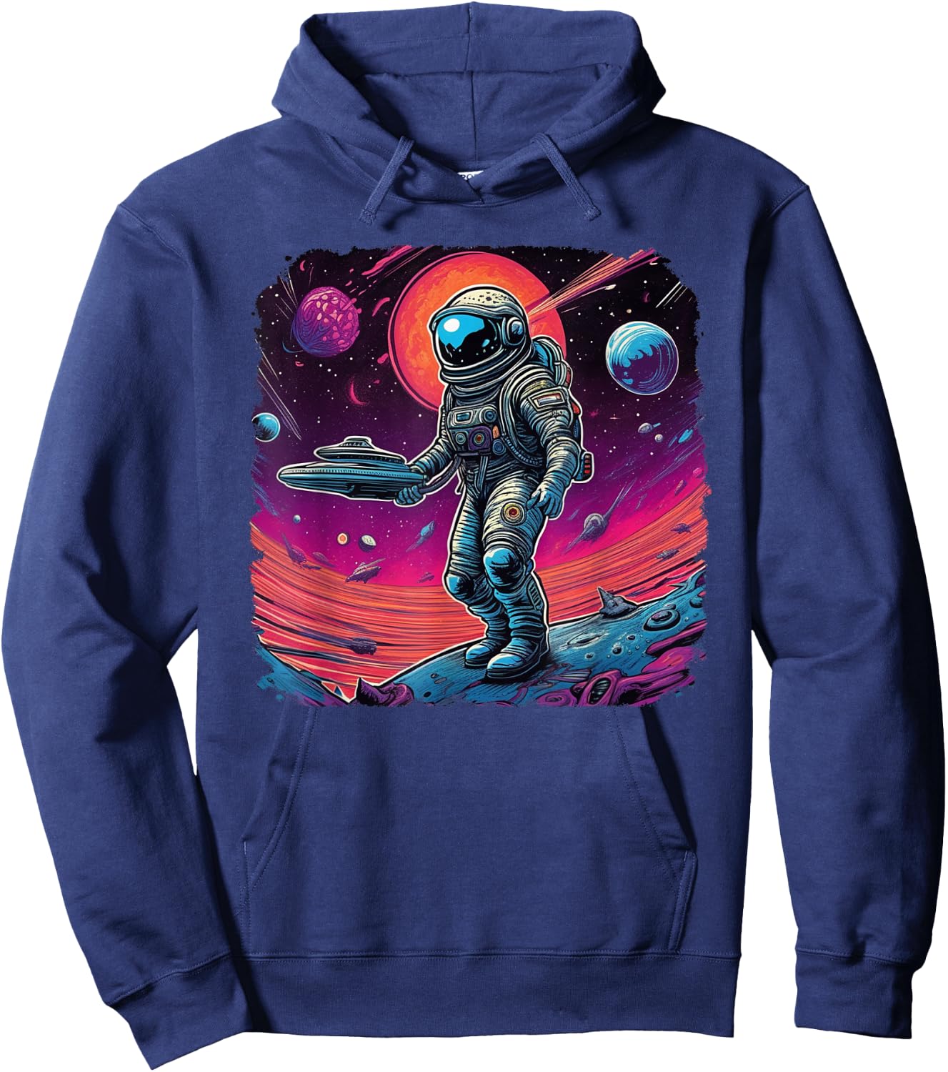 Psychedelic, Trippy, Black Light Astronaut Space Art Hoodie - Hoodie | Navy