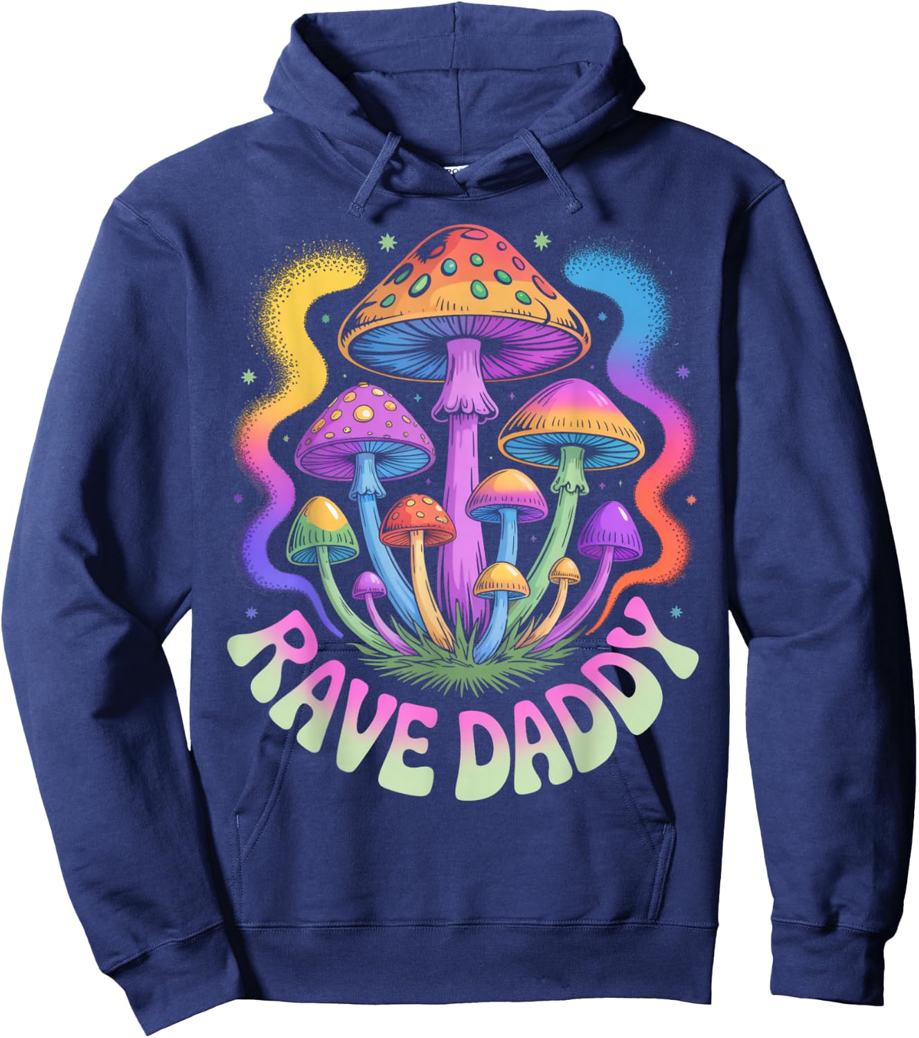 Rave Daddy EDM Dad DJ Psychedelic Party Rave Mushroom Hoodie - Hoodie | Navy