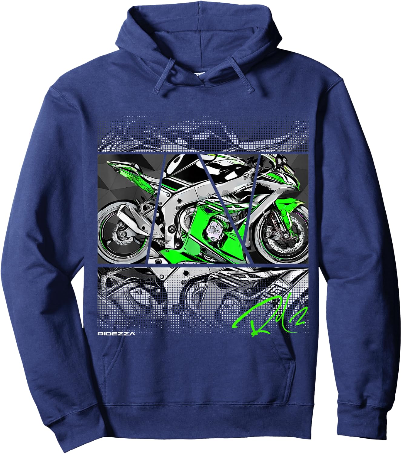 Ridezza Motorcycle ZX10R Designed by a Motorcyclist Hoodie - Hoodie | Navy