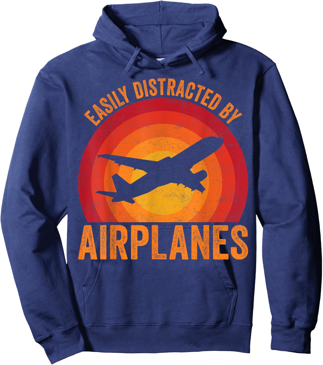 Easily Distracted By Airplanes Lover Aviation Pilot Airplane Hoodie - Hoodie | Navy