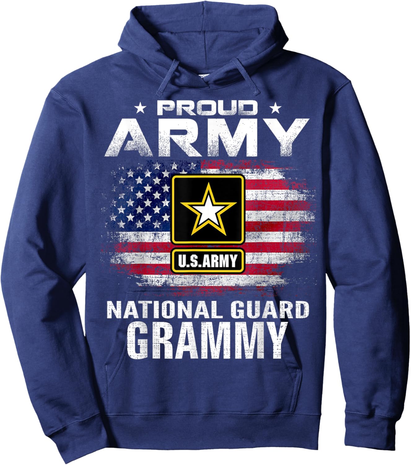 Proud Army National Guard Grammy With American Flag Gift Hoodie - Hoodie | Navy