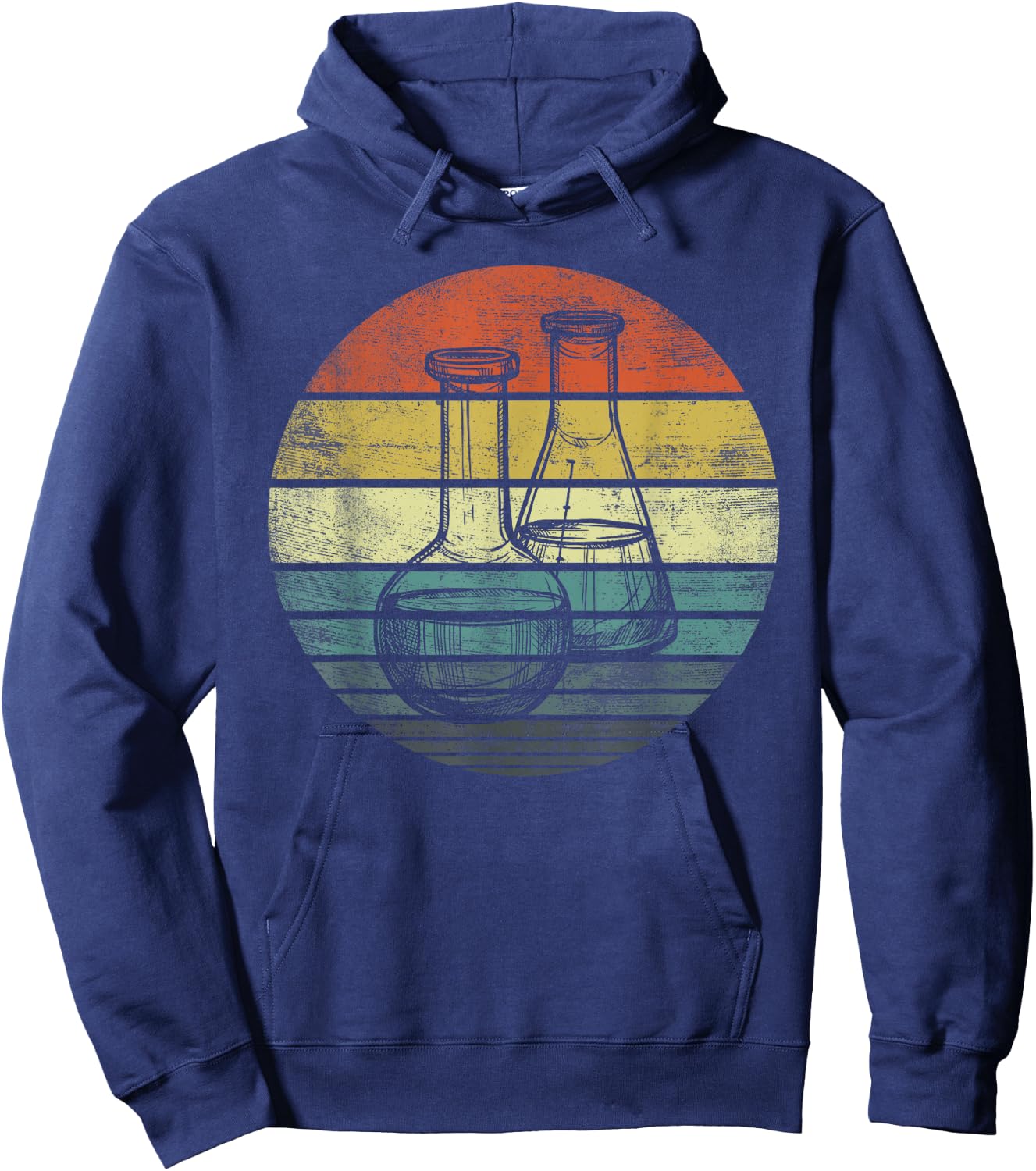 Chemist Gift Retro Sunset Laboratory Flask Chemistry Science Hoodie - Hoodie | Navy