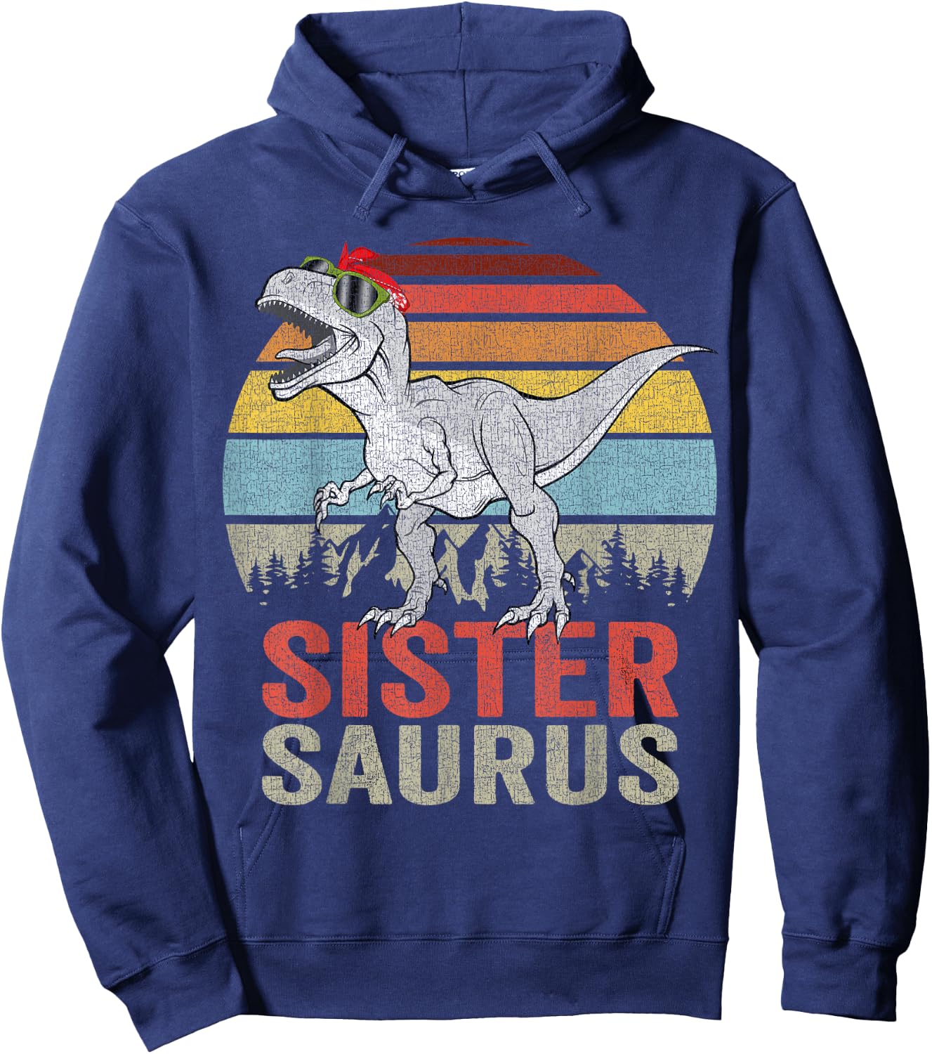 Sistersaurus T Rex Sister Saurus Family Matching Dinosaur Hoodie - Hoodie | Navy