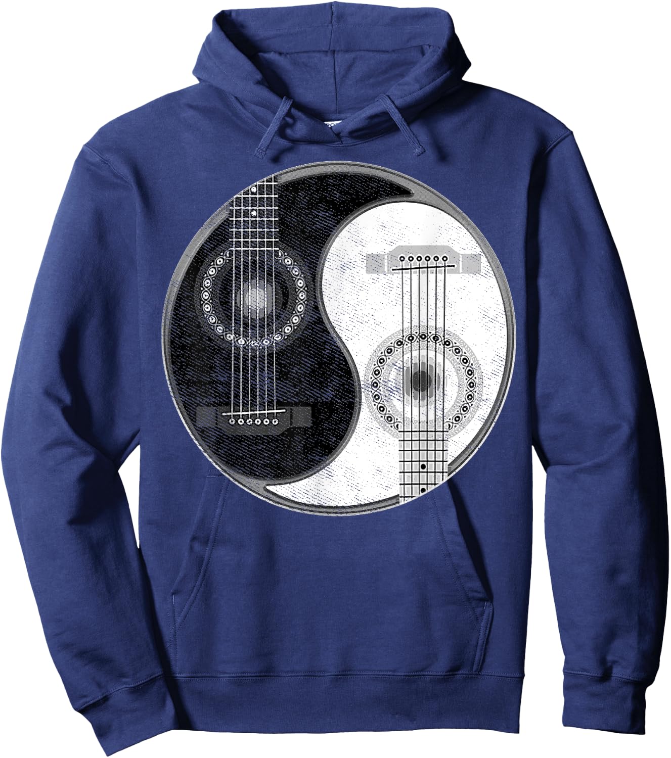 Yin Yang Guitar Player Guitarist Classical Bass Acoustic Hoodie - Hoodie | Navy