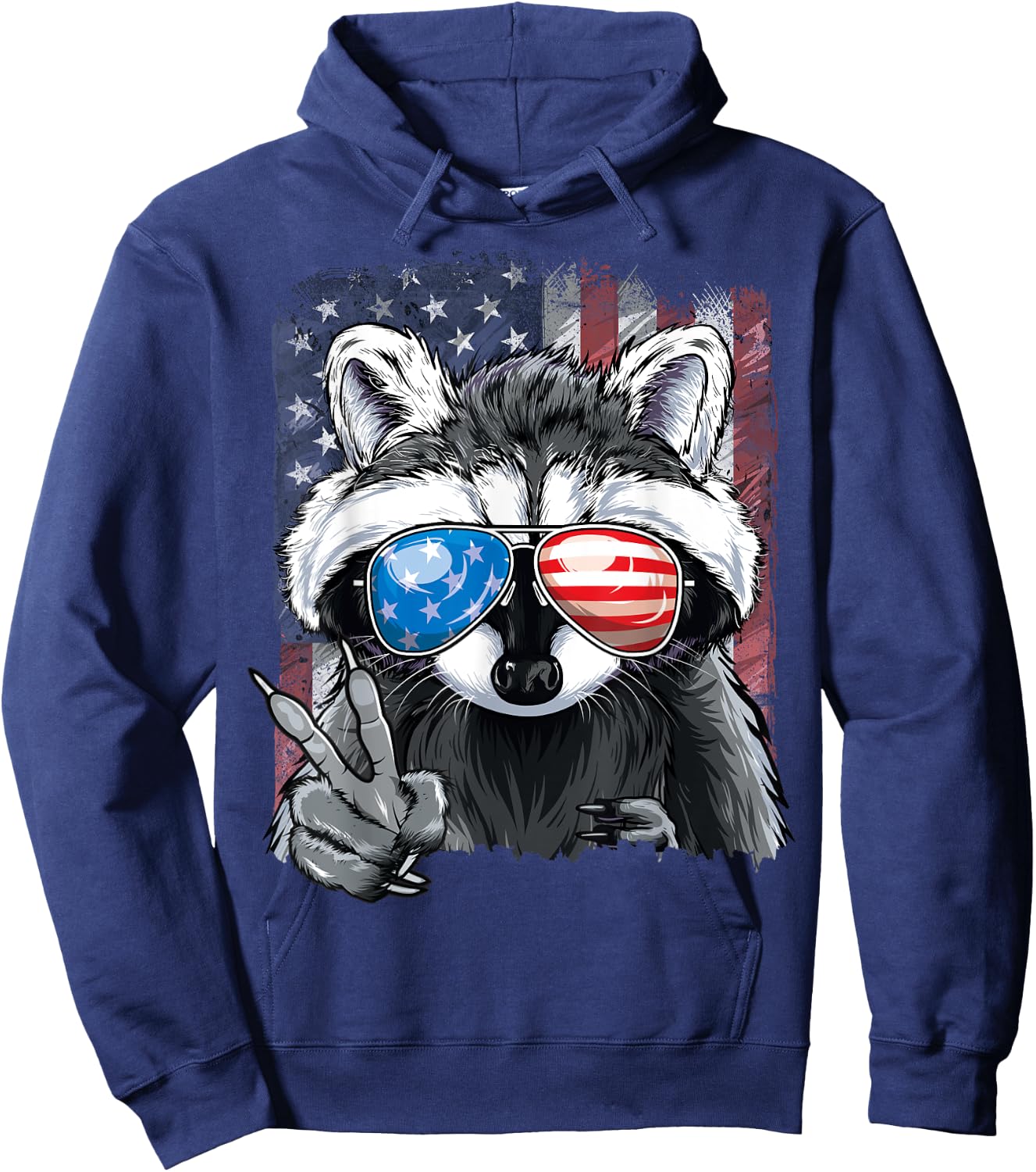 USA Patriotic Raccoon July 4th Boys Men Trash Panda Hoodie - Hoodie | Navy