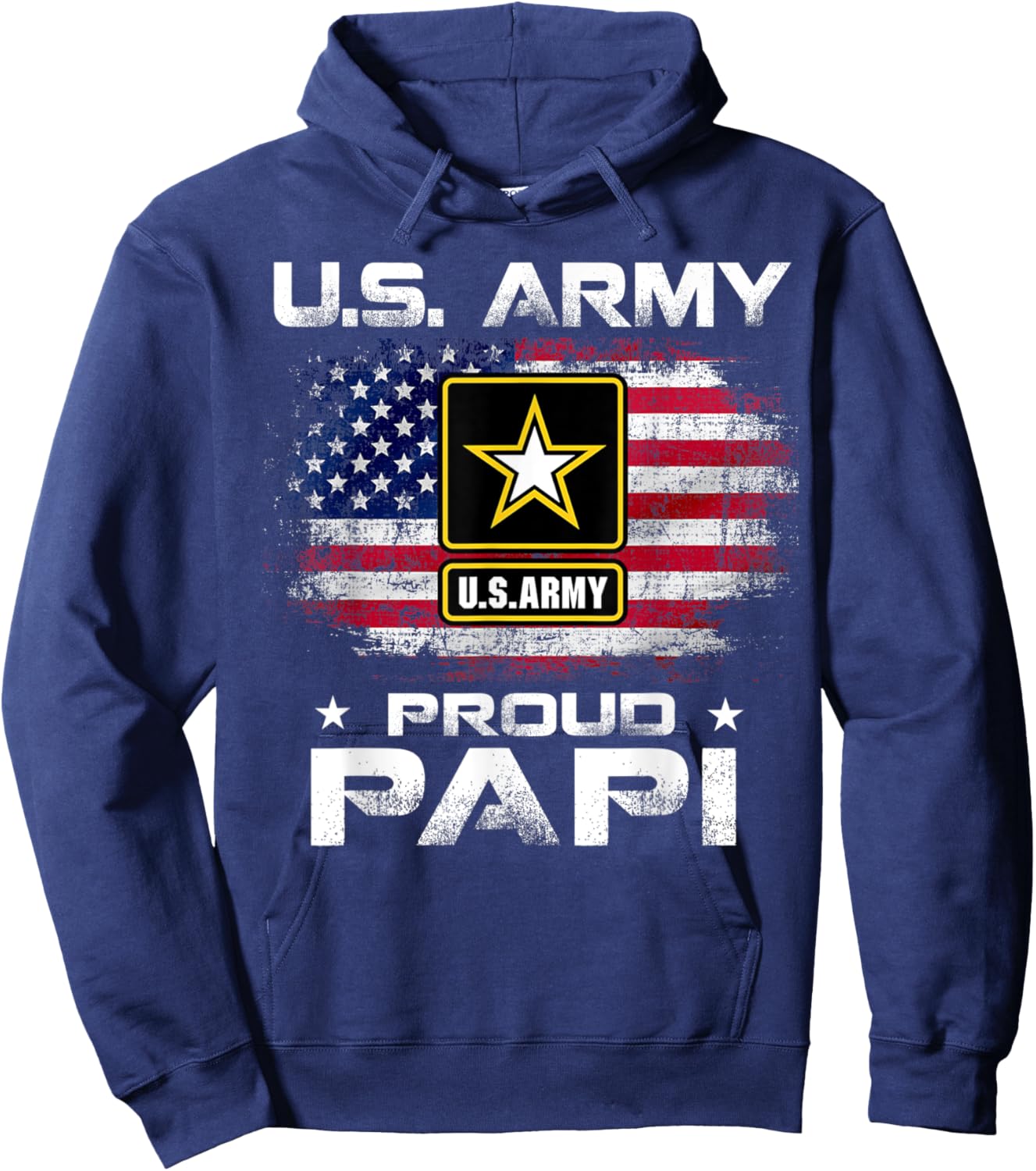 U.S Army Proud Papi With American Flag Gift Veteran Gift Kids Men Hoodie - Hoodie | Navy