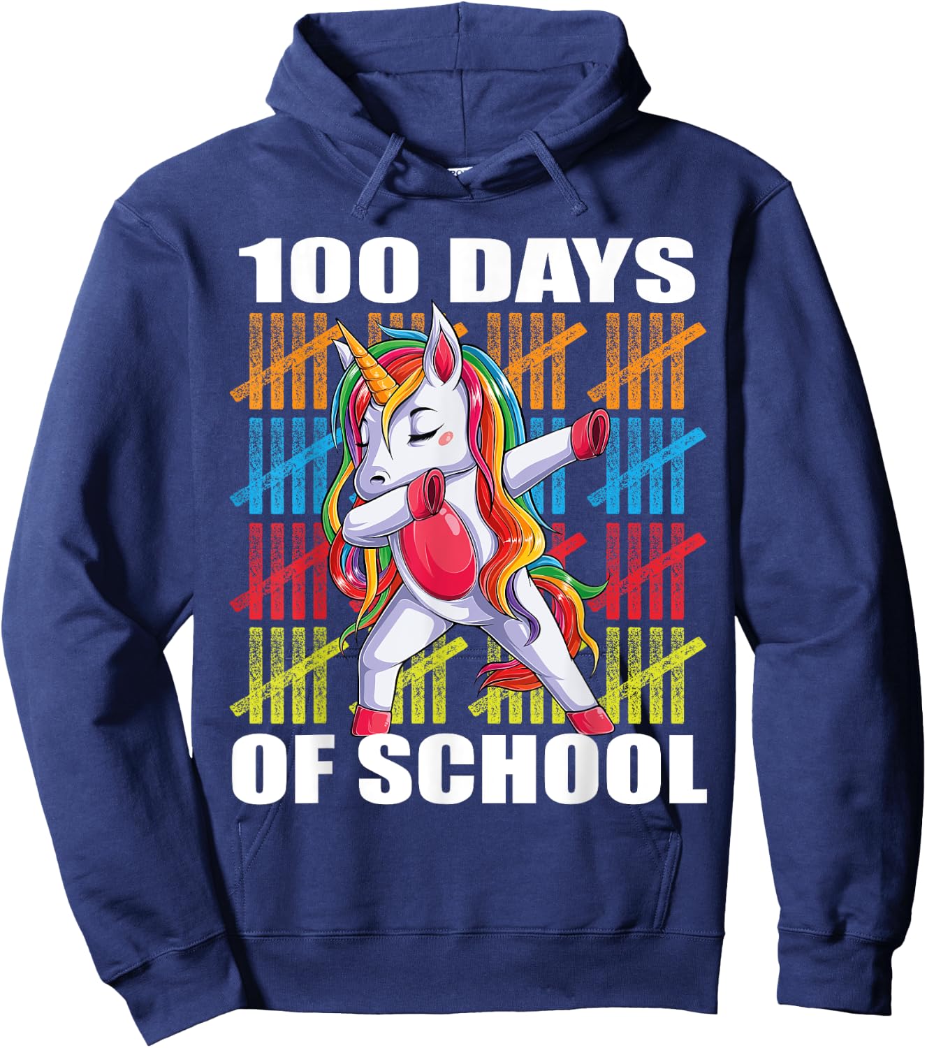 Happy 100th Day of School Unicorn Kids Teachers 100 Days Hoodie - Hoodie | Navy