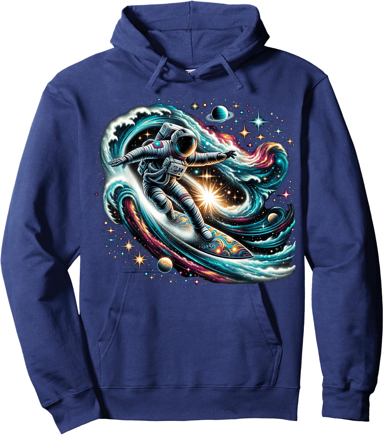 Funny Space Surfing Astronaut on Surfer Hoodie - Hoodie | Navy