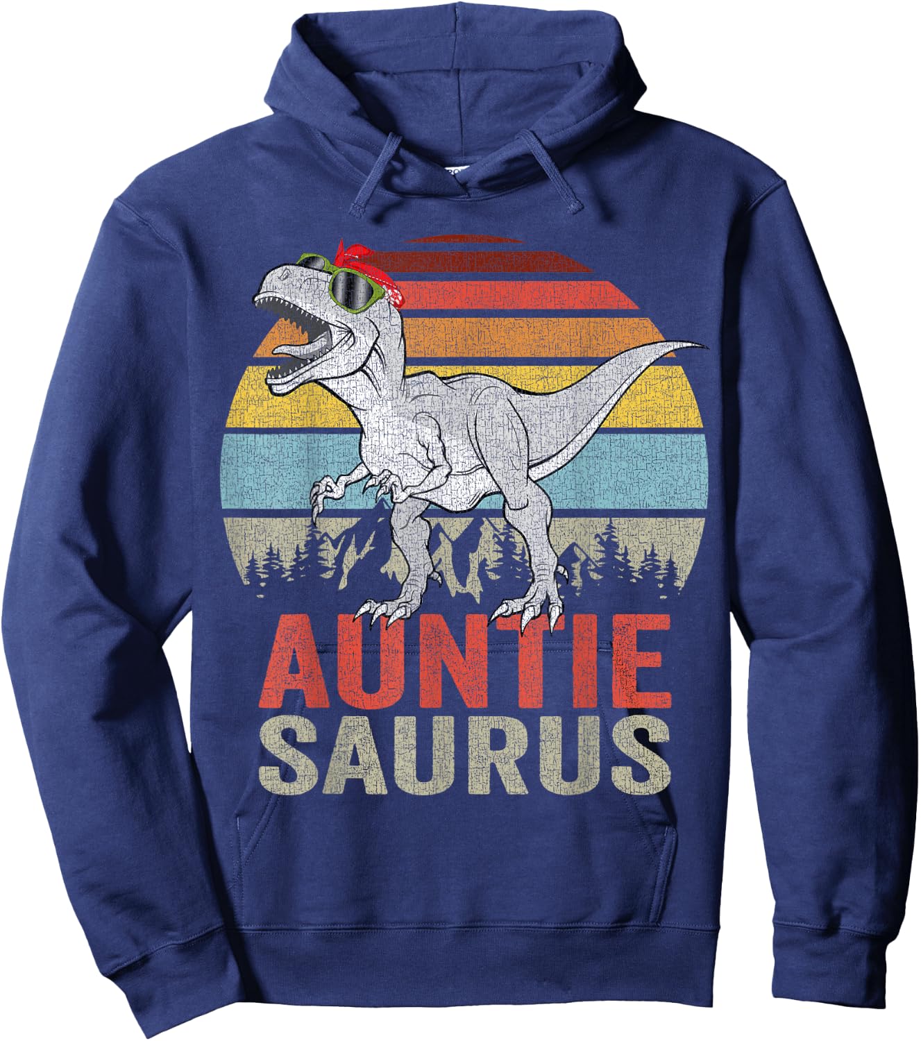 Auntiesaurus T Rex Auntie Saurus Family Matching Dinosaur Hoodie - Hoodie | Navy